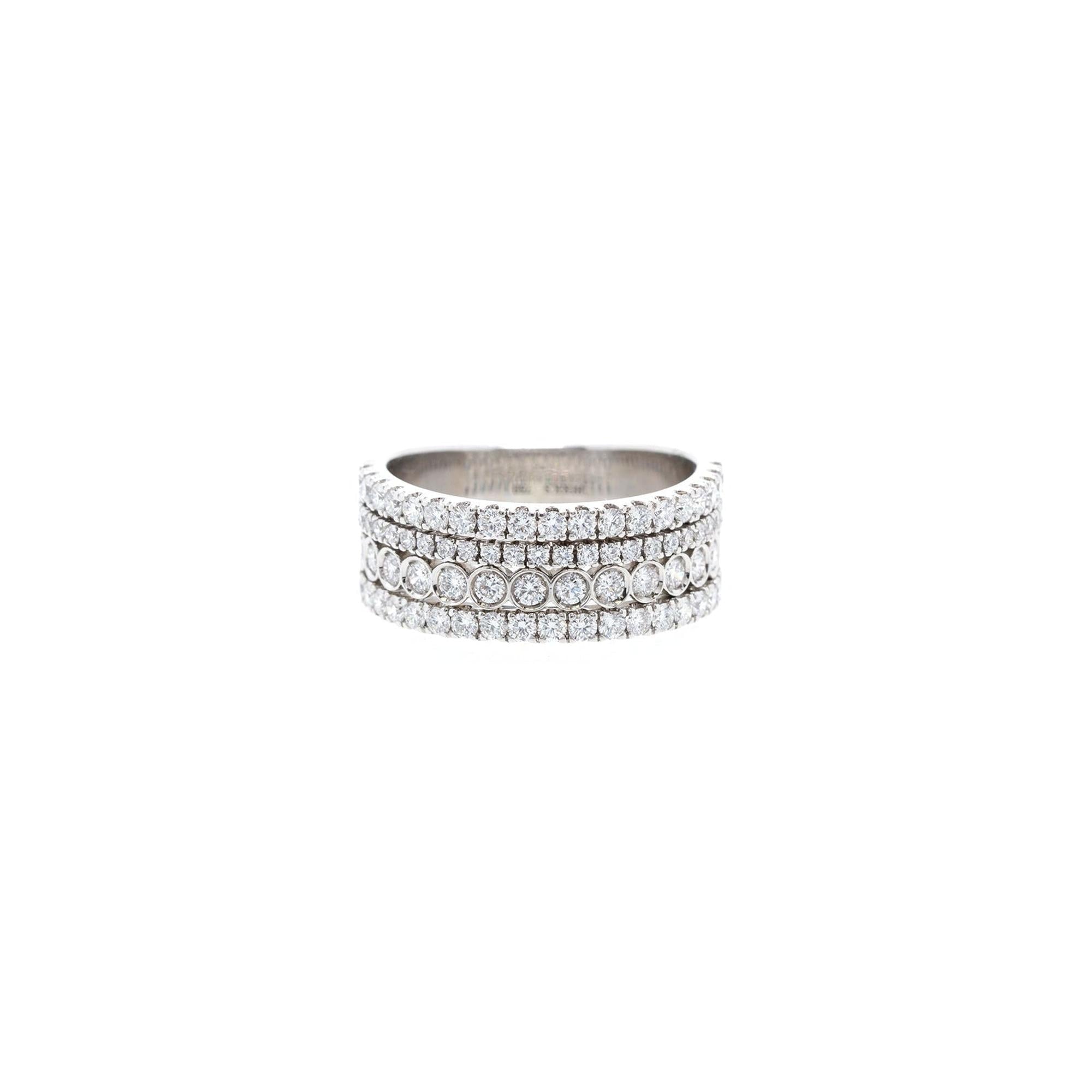 Birks 18k White Gold Four Row Diamond Ring