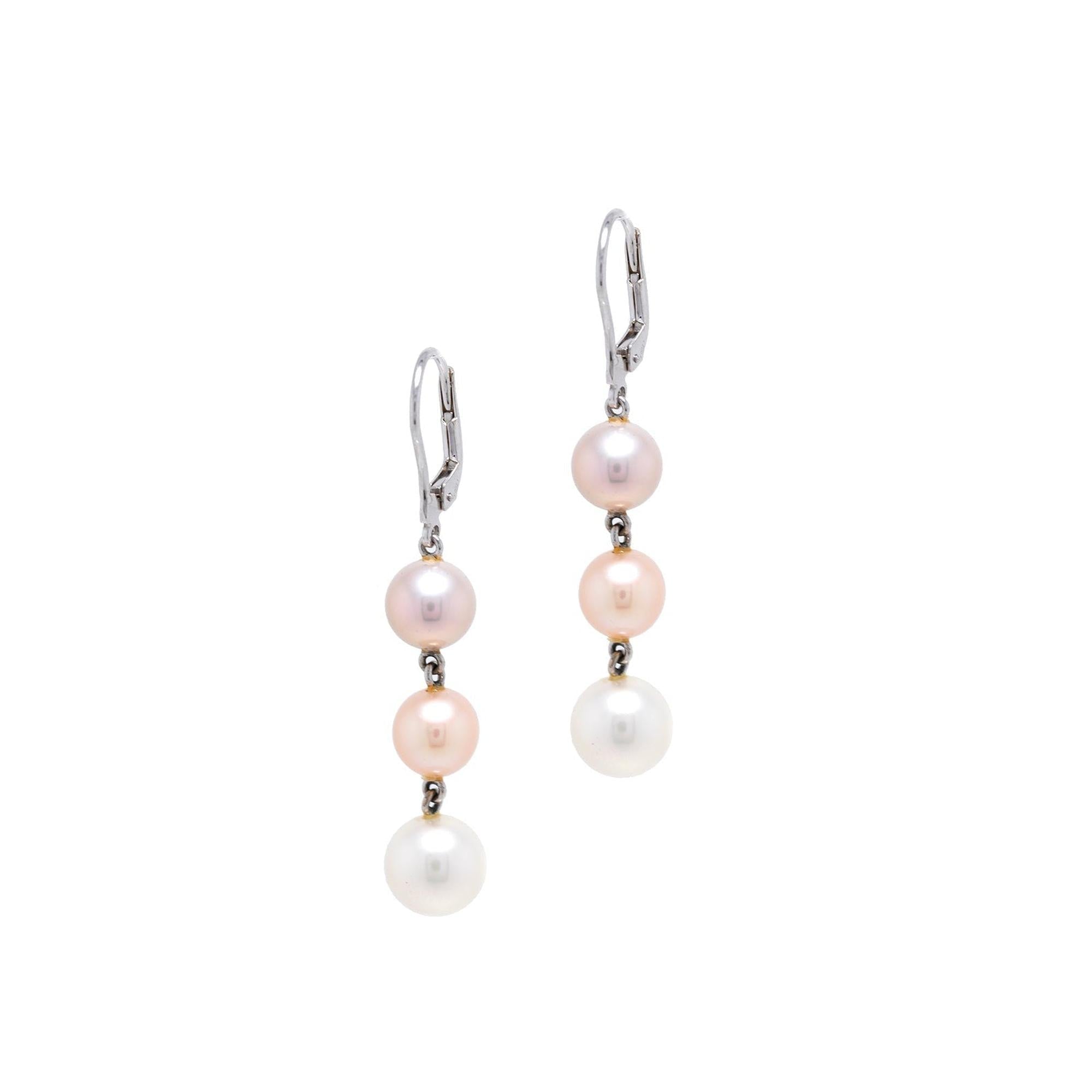 Birks 18k White Gold Pearl Drop Earrings