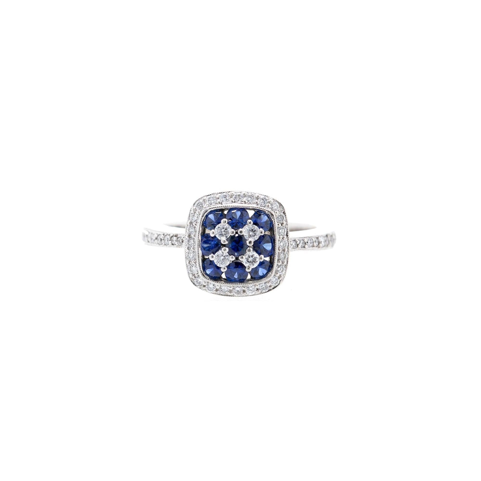 Birks 18k White Gold Sapphire & Diamond Ring