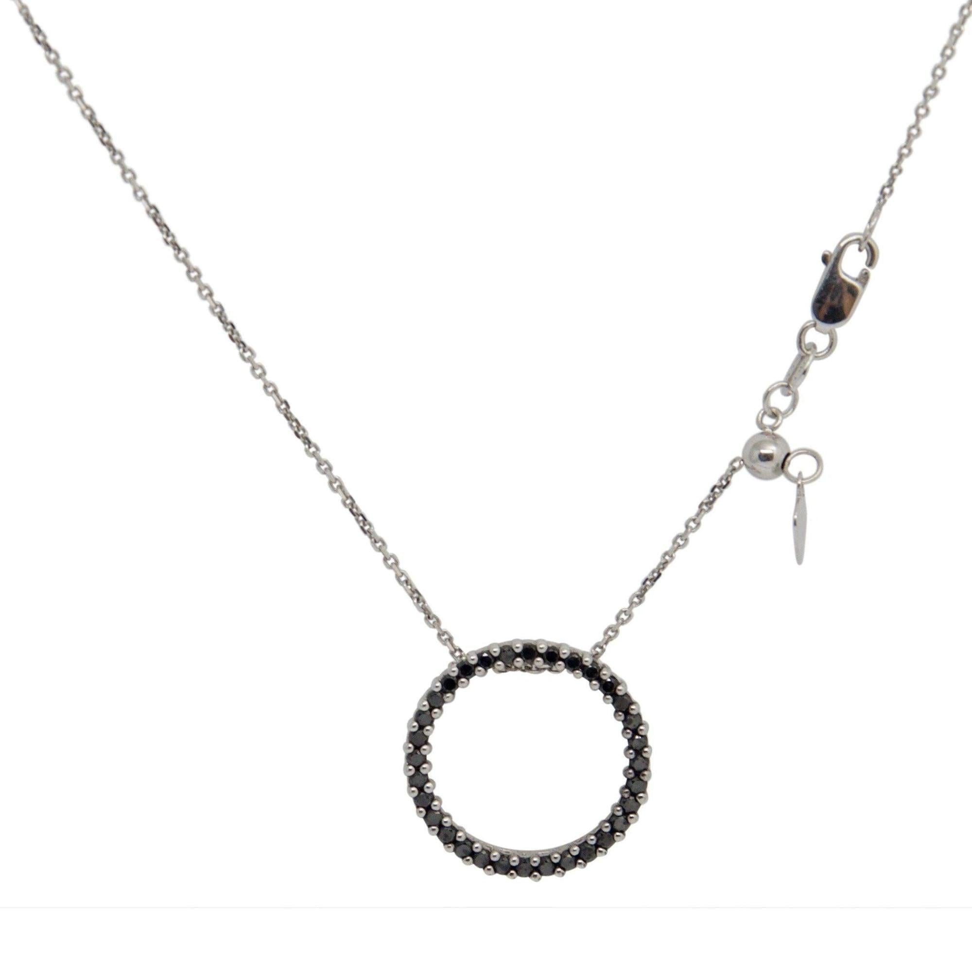 Black Diamond Circle Pendant Necklace