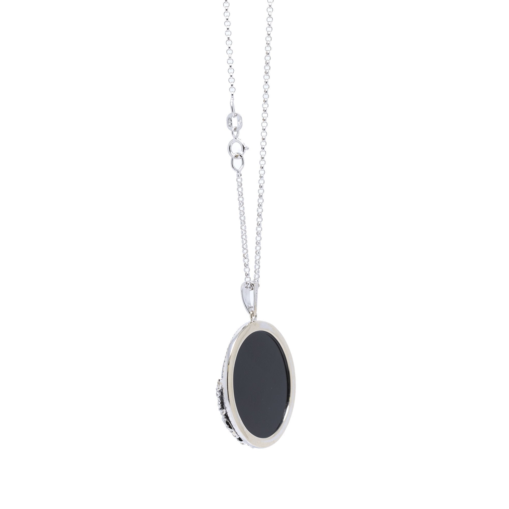 Black Onyx and Diamond Pendant Necklace