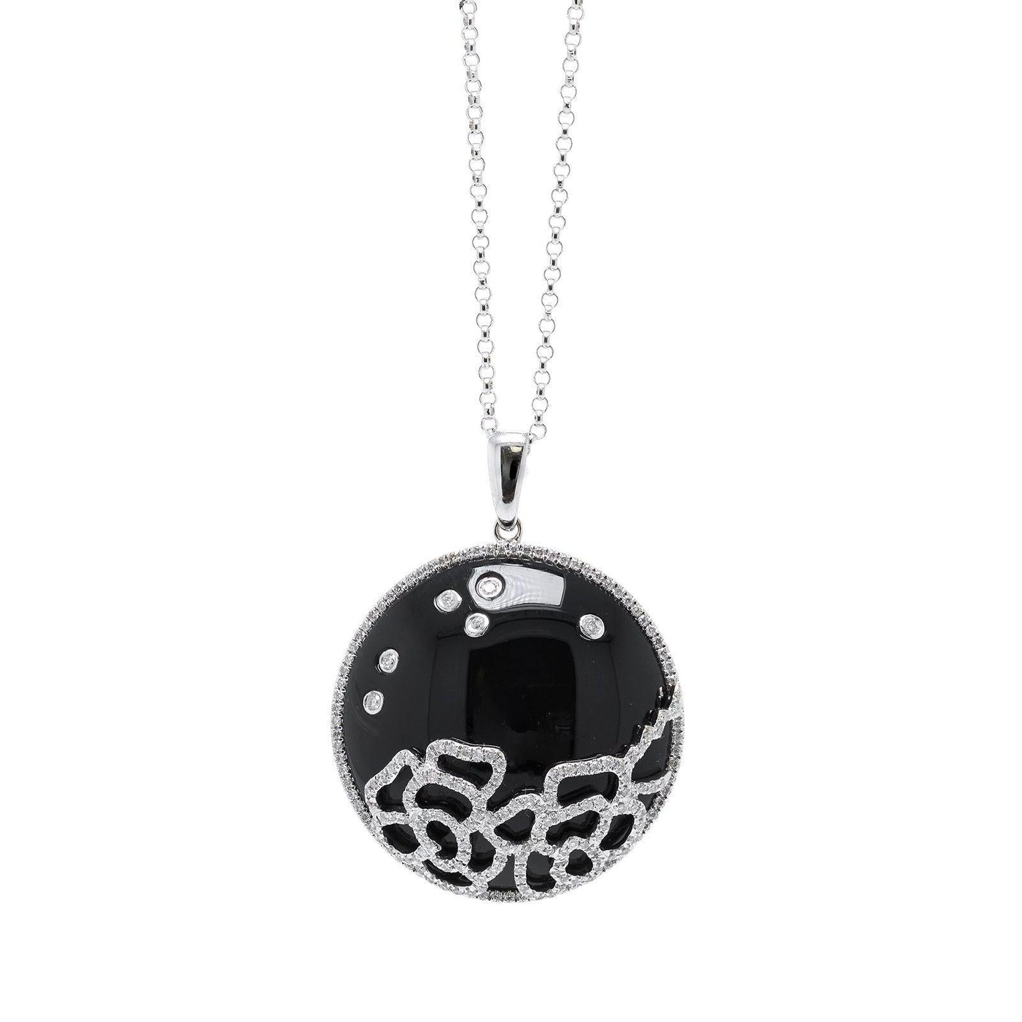 Black Onyx and Diamond Pendant Necklace