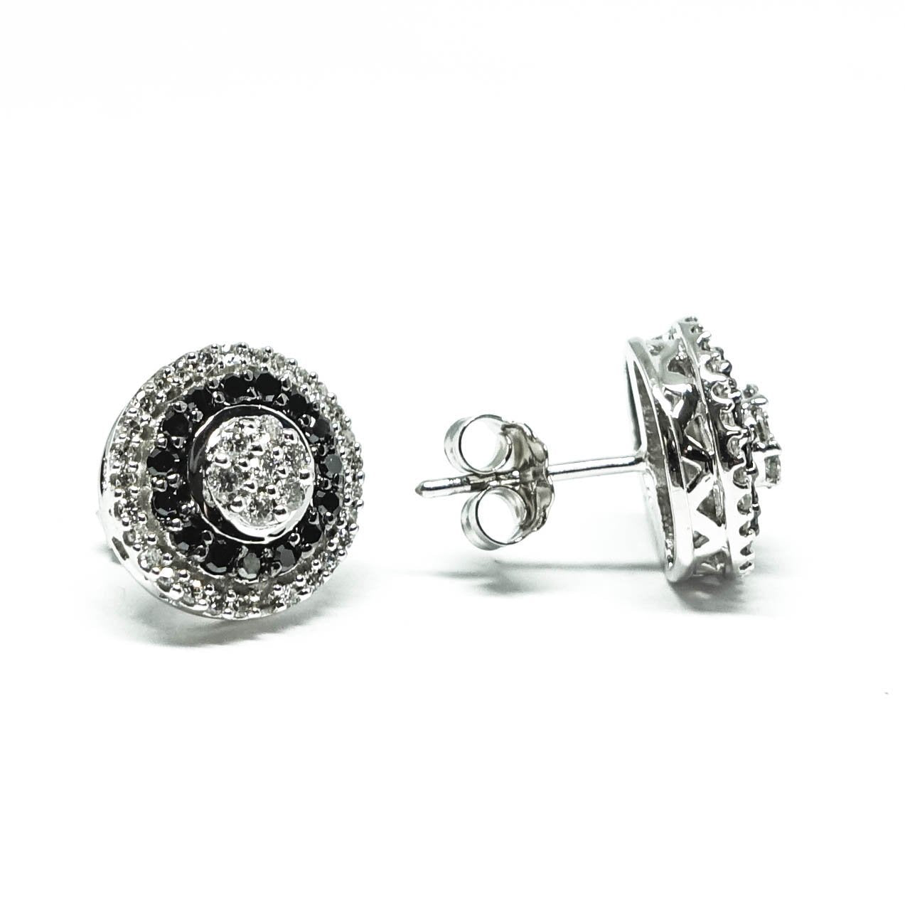 Black and White Cluster Diamond Earrings