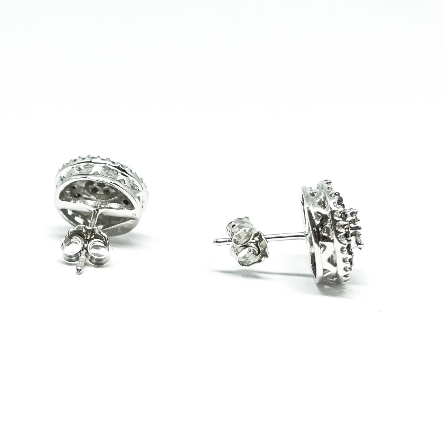 Black and White Cluster Diamond Earrings
