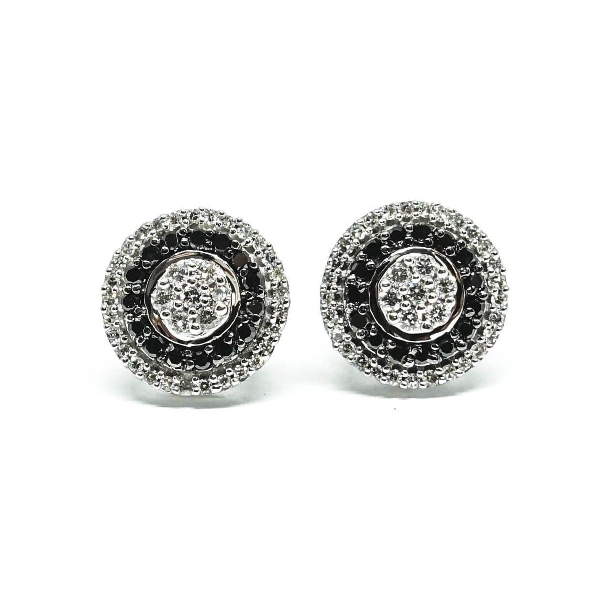 Black and White Cluster Diamond Earrings
