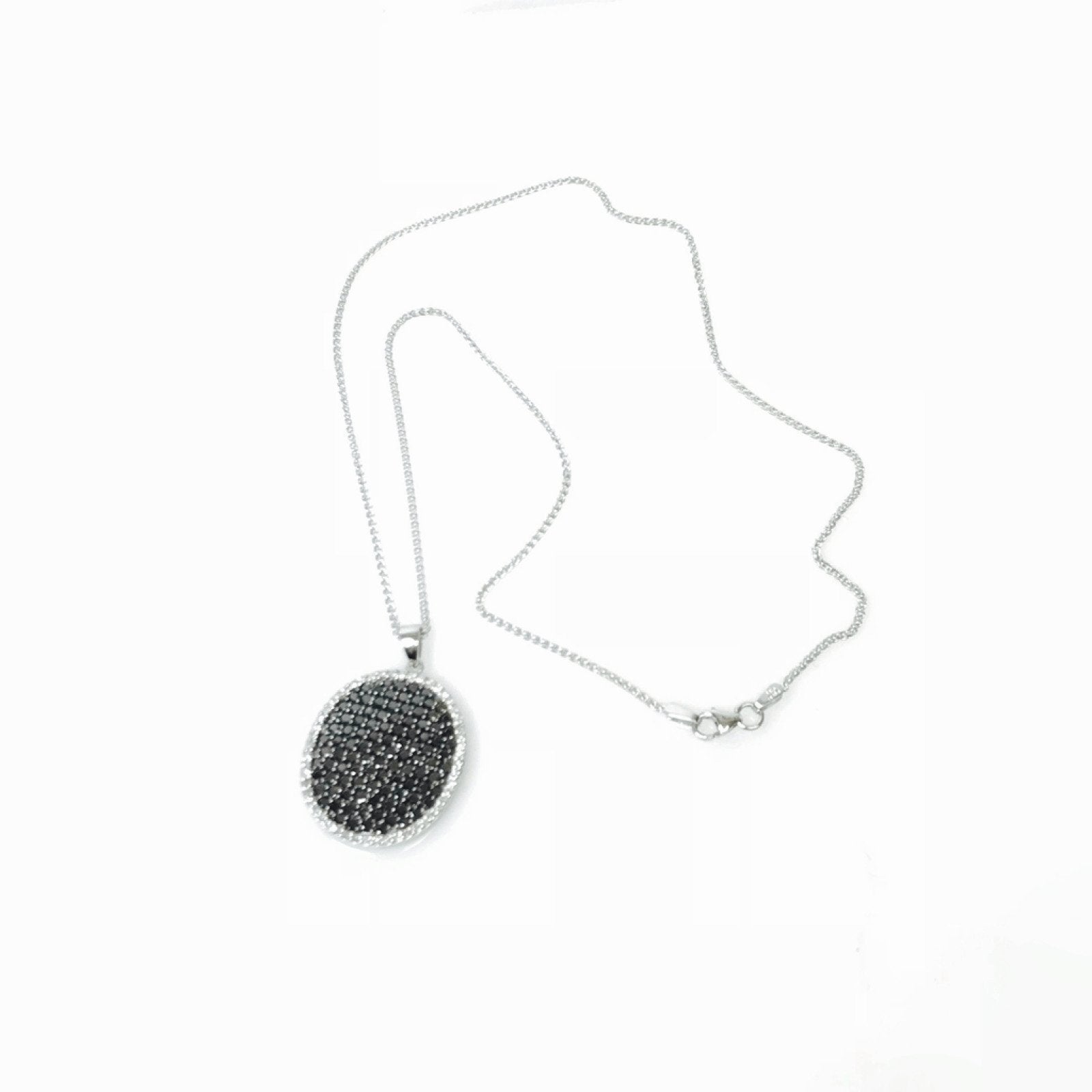 Black and White Diamond Cluster Pendant Necklace