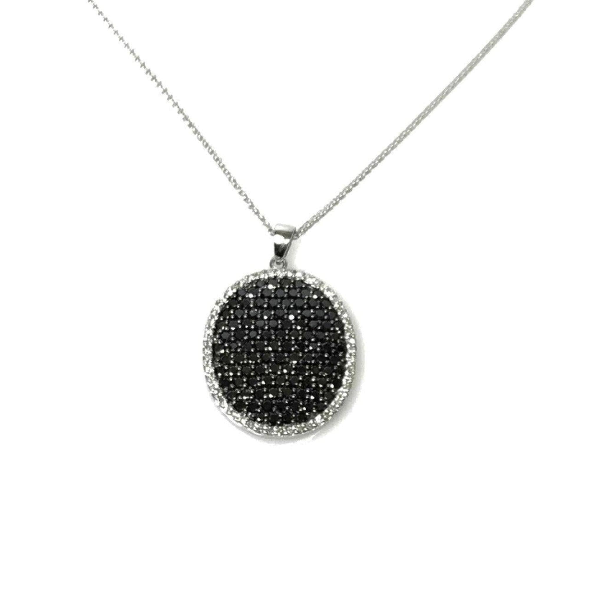 Black and White Diamond Cluster Pendant Necklace