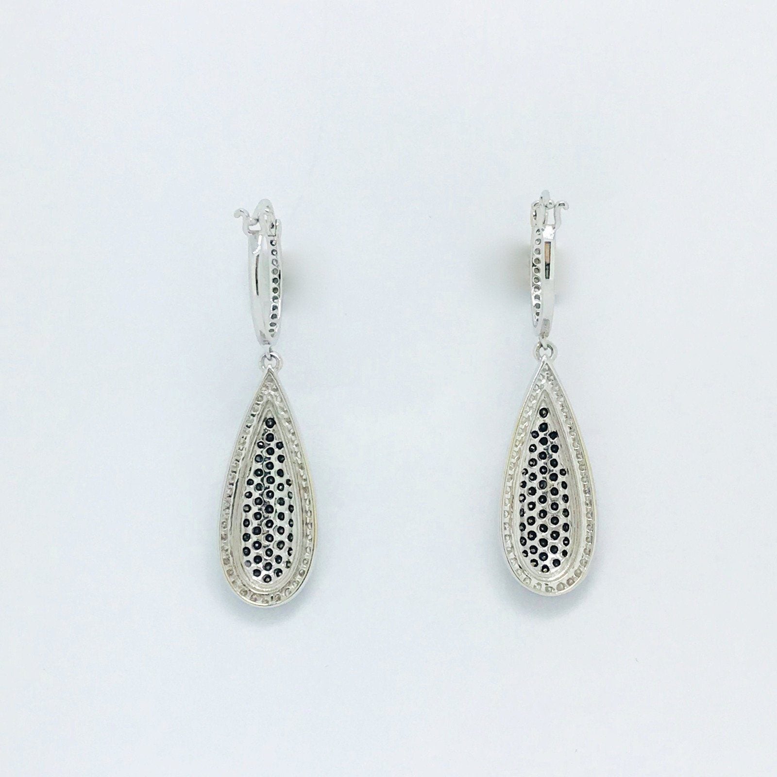 Black and White Diamond Drop Earrings