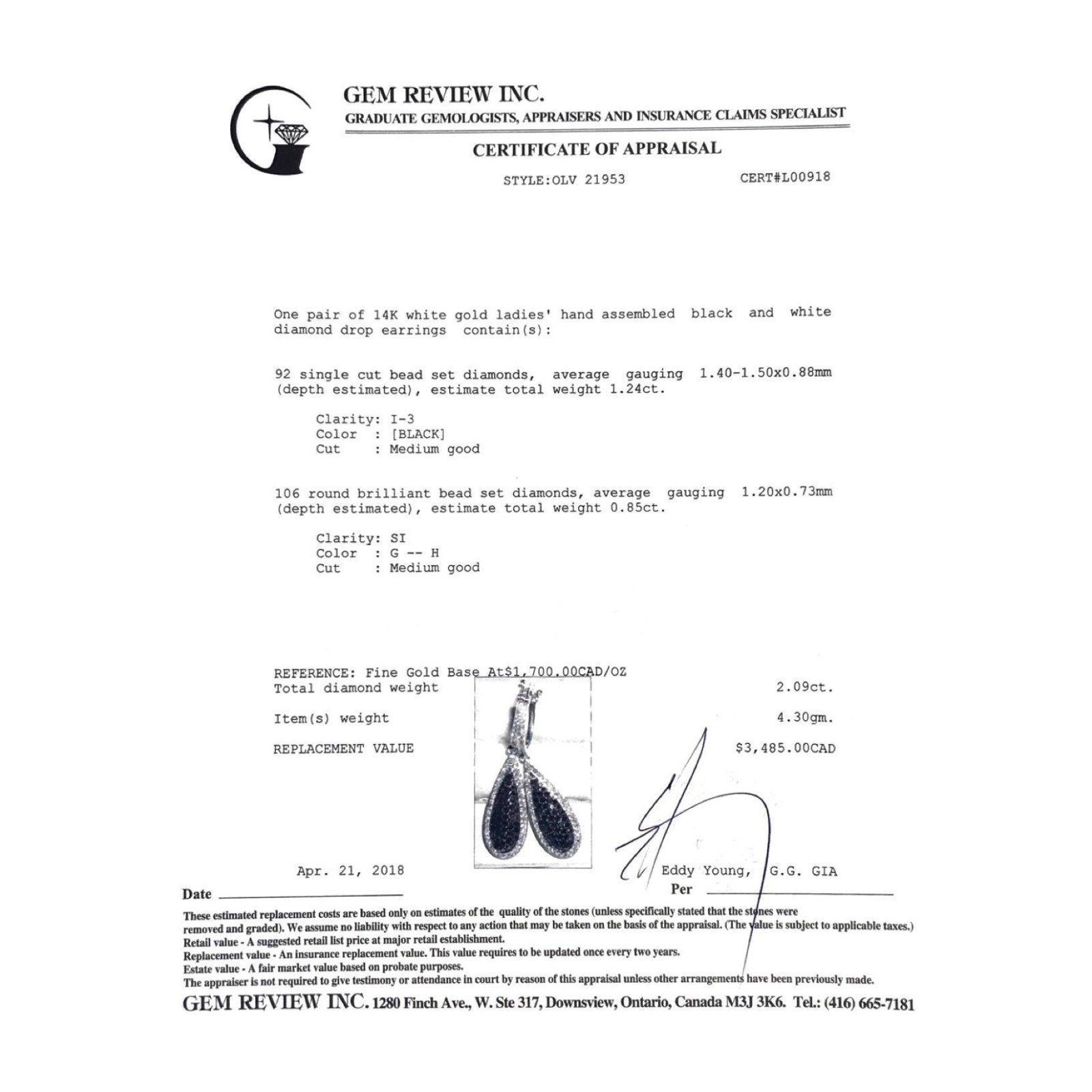 Black and White Diamond Drop Earrings