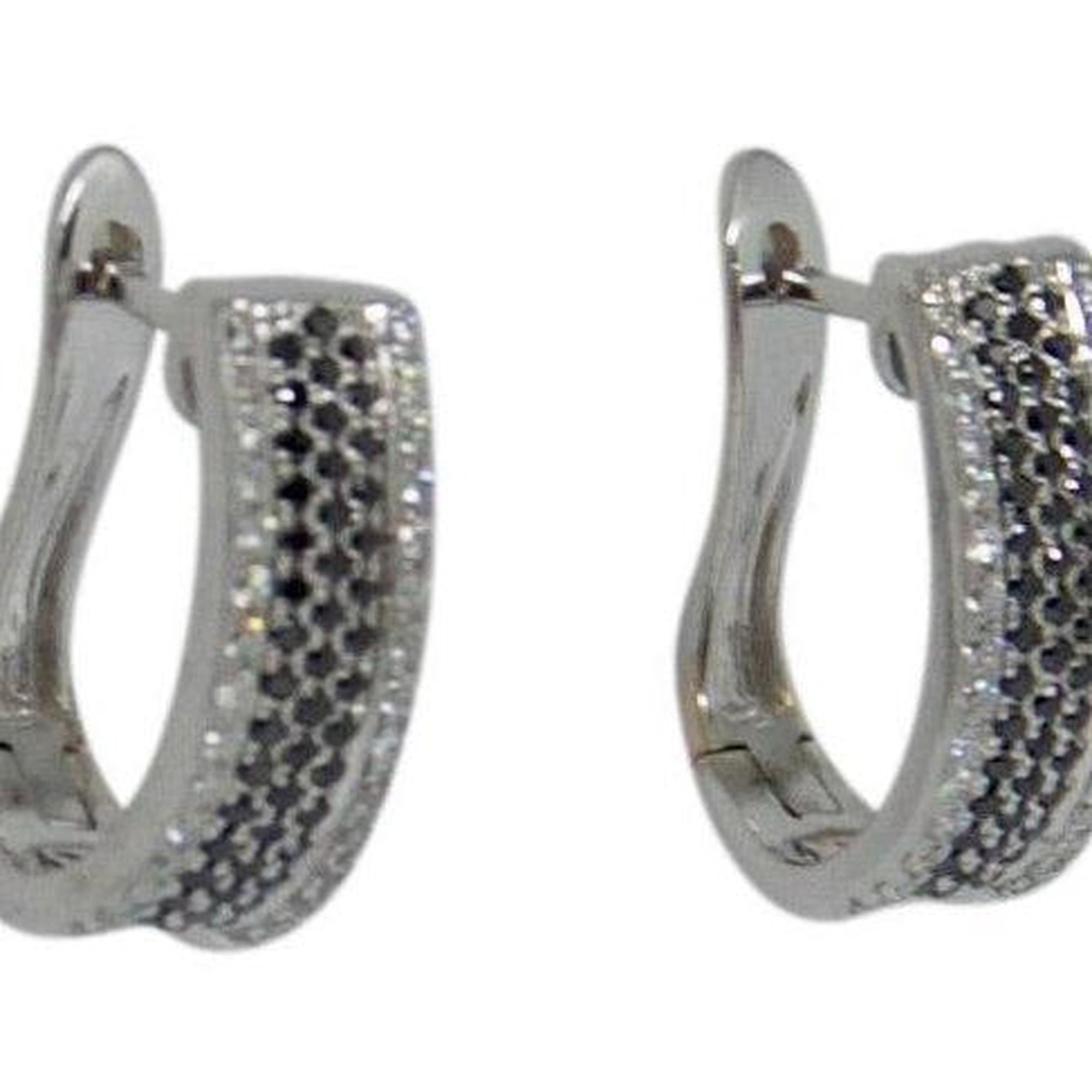 Black and White Diamond Huggy Earrings