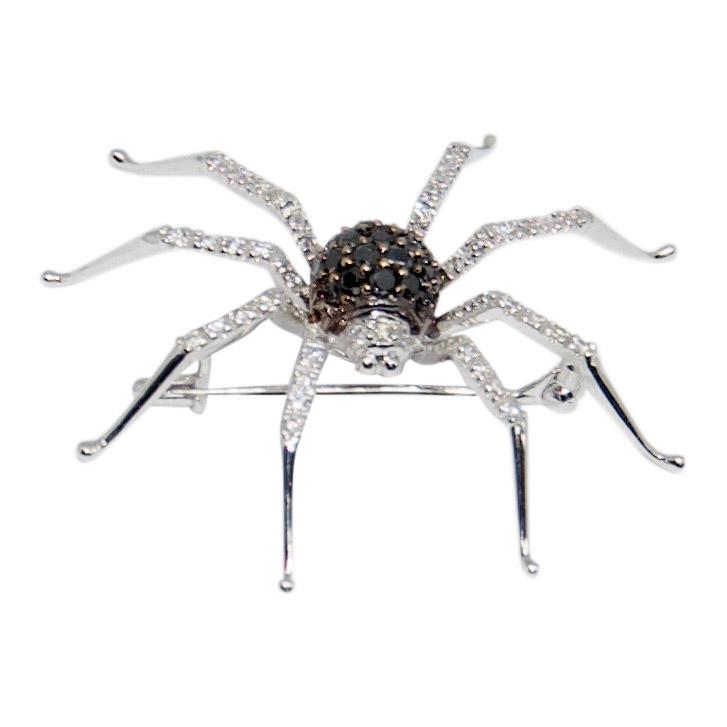Black and White Diamond Spider Brooch