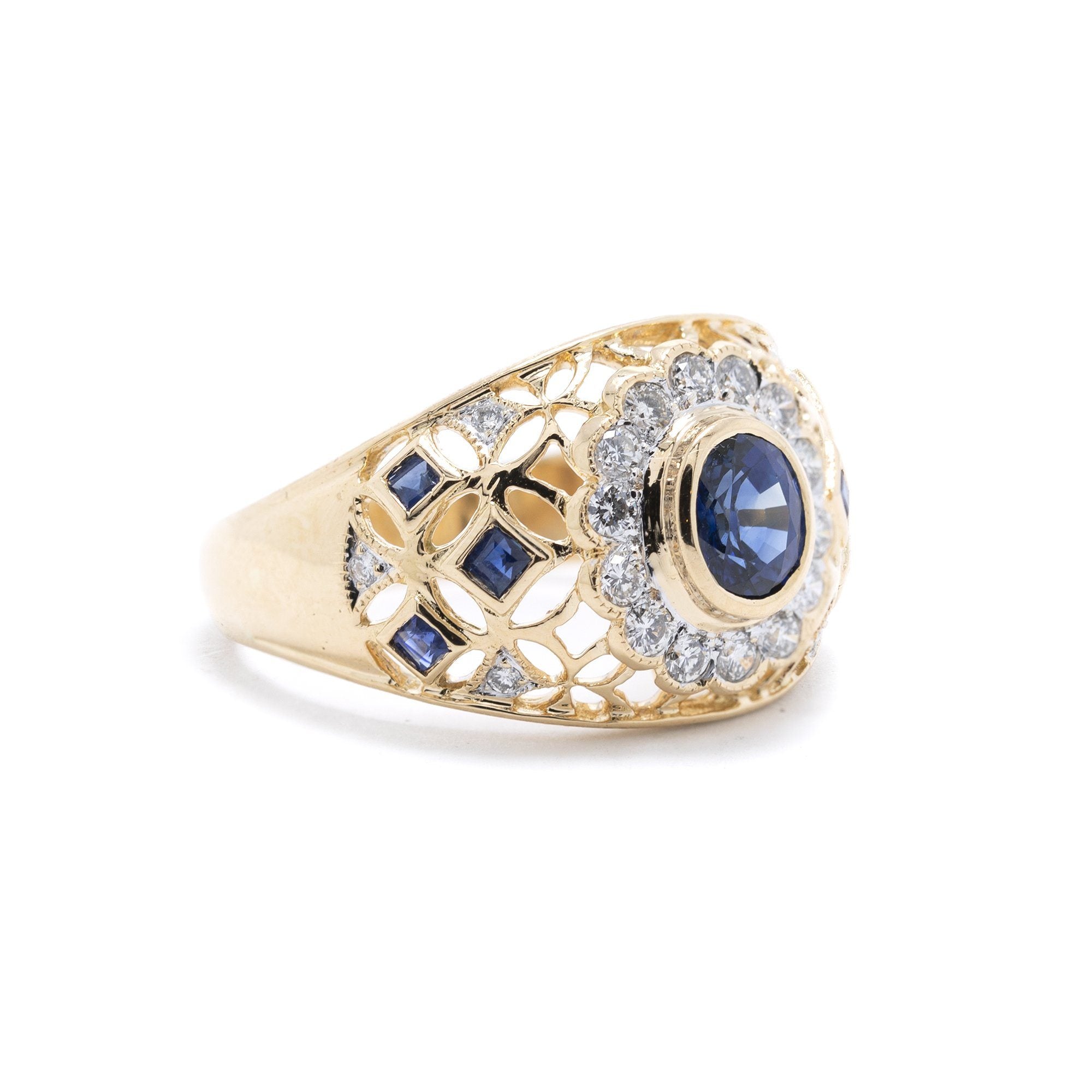 Blue Sapphire & Diamond Cocktail Ring