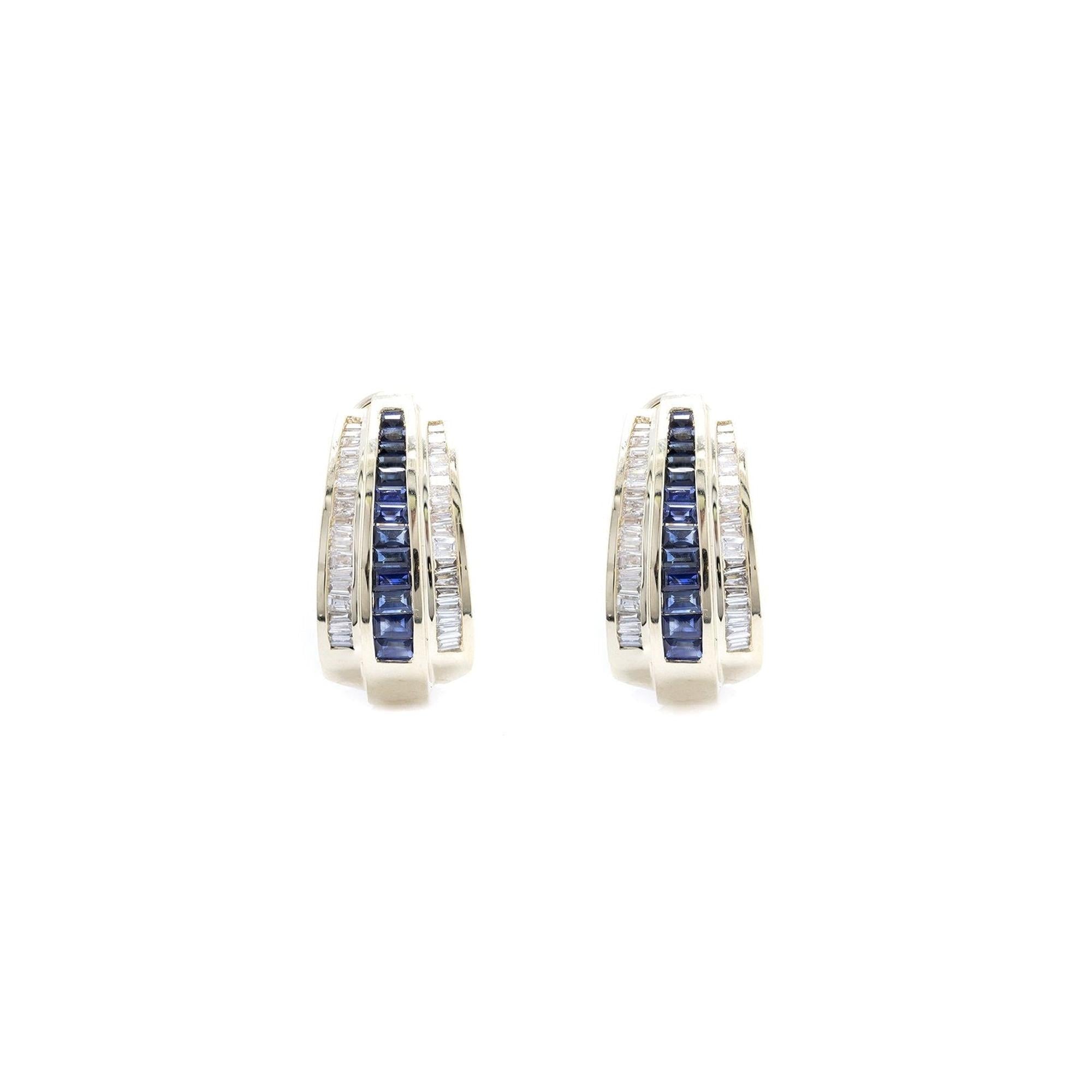 Blue Sapphire & Diamond Earrings
