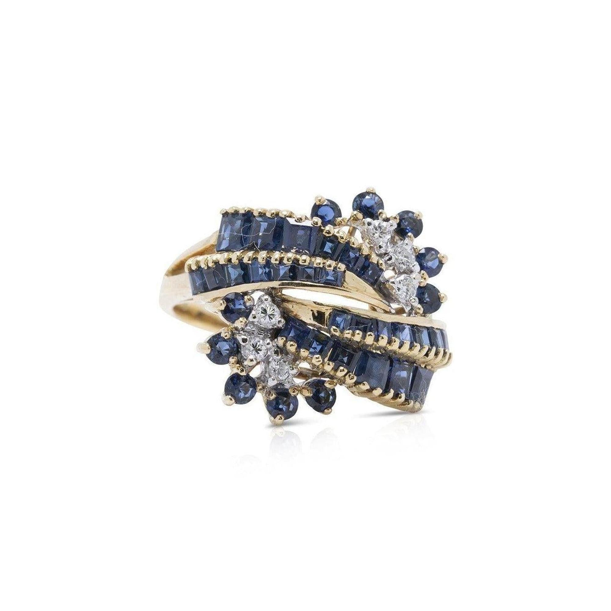Blue Sapphire and Diamond Cocktail Ring