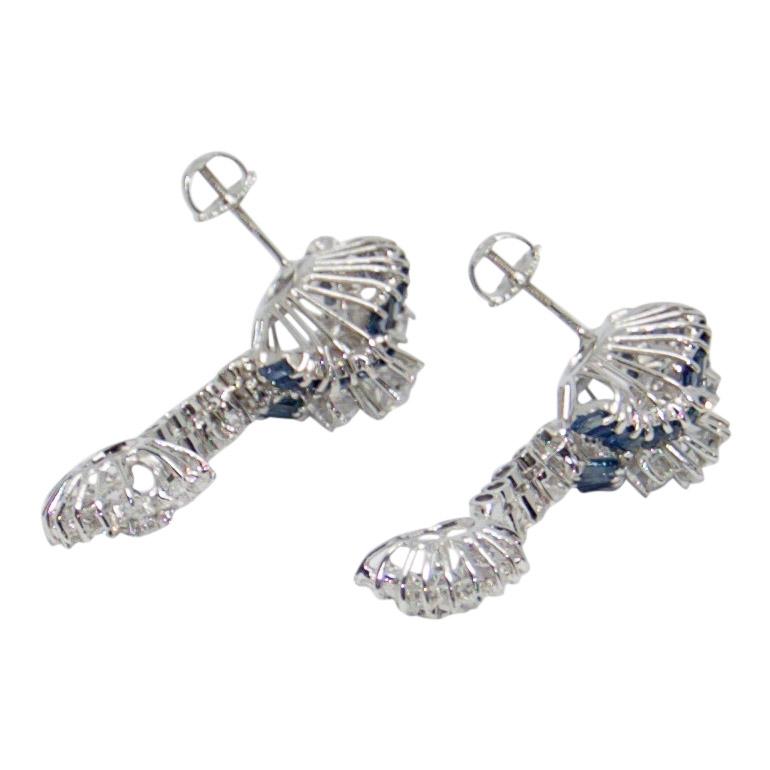 Blue Sapphire and Diamond Drop Earrings