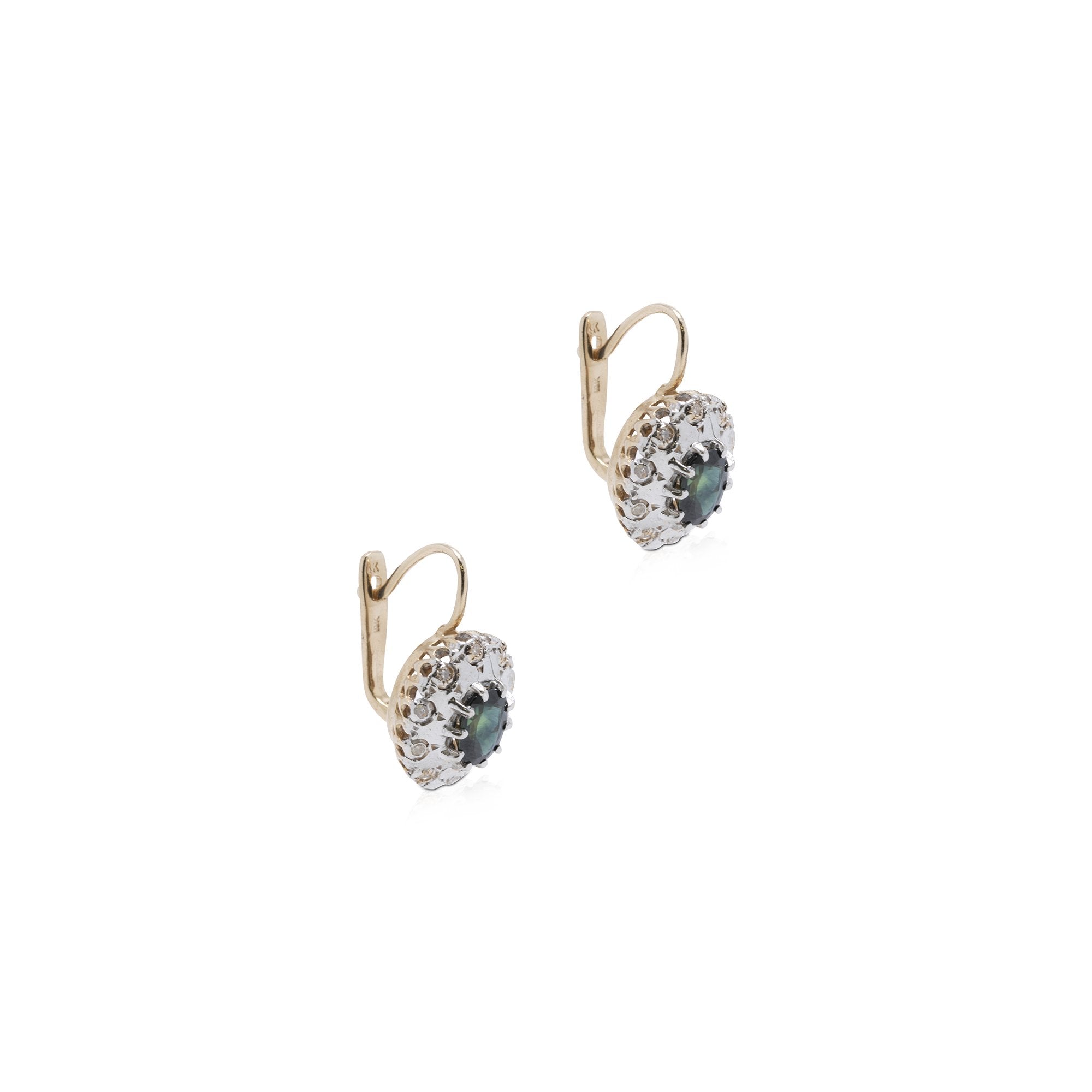 Blue Sapphire and Diamond Earrings
