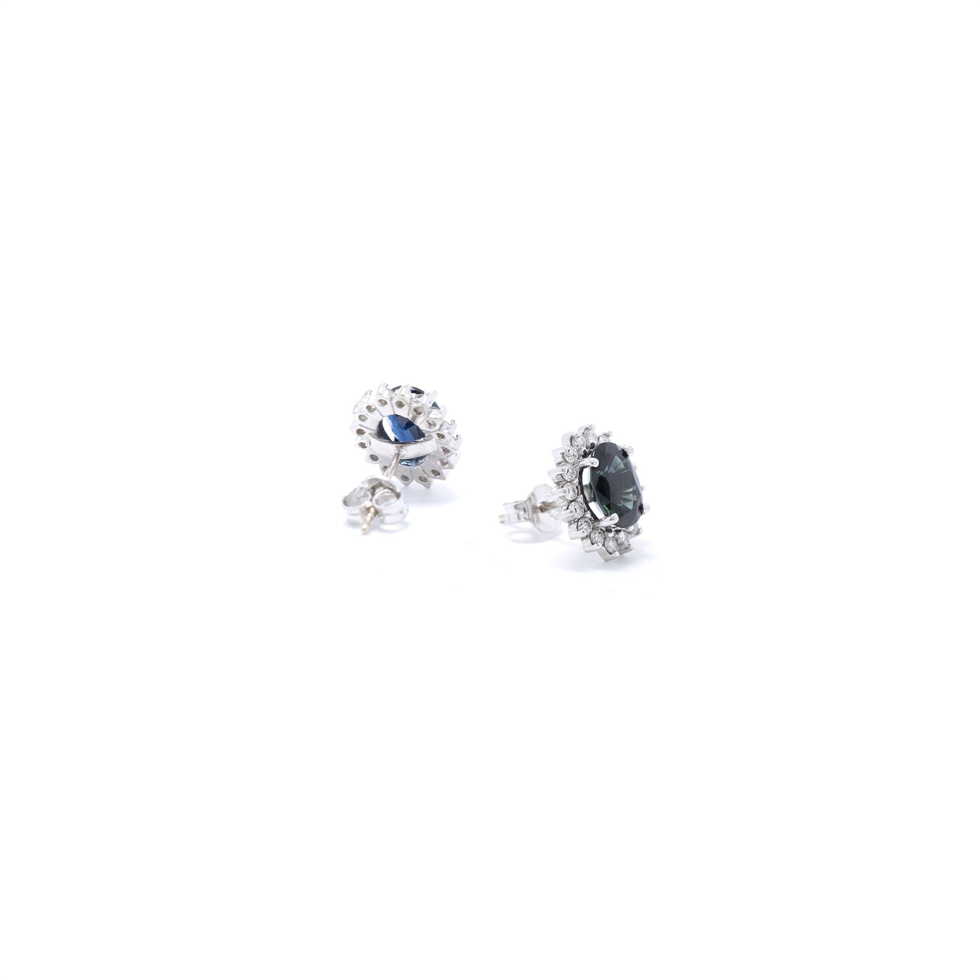 Blue Sapphire and Diamond Earrings