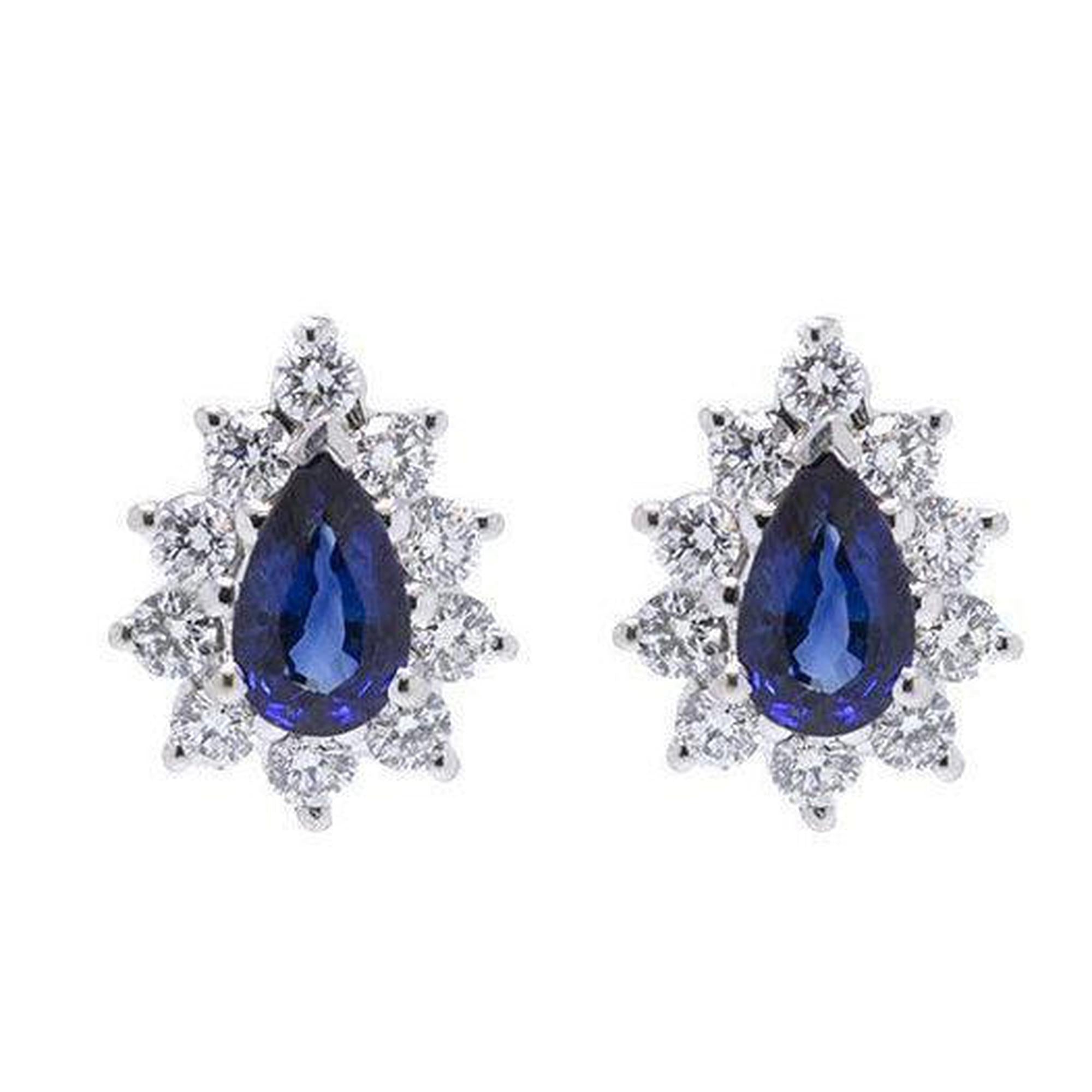Blue Sapphire and Diamond Earrings