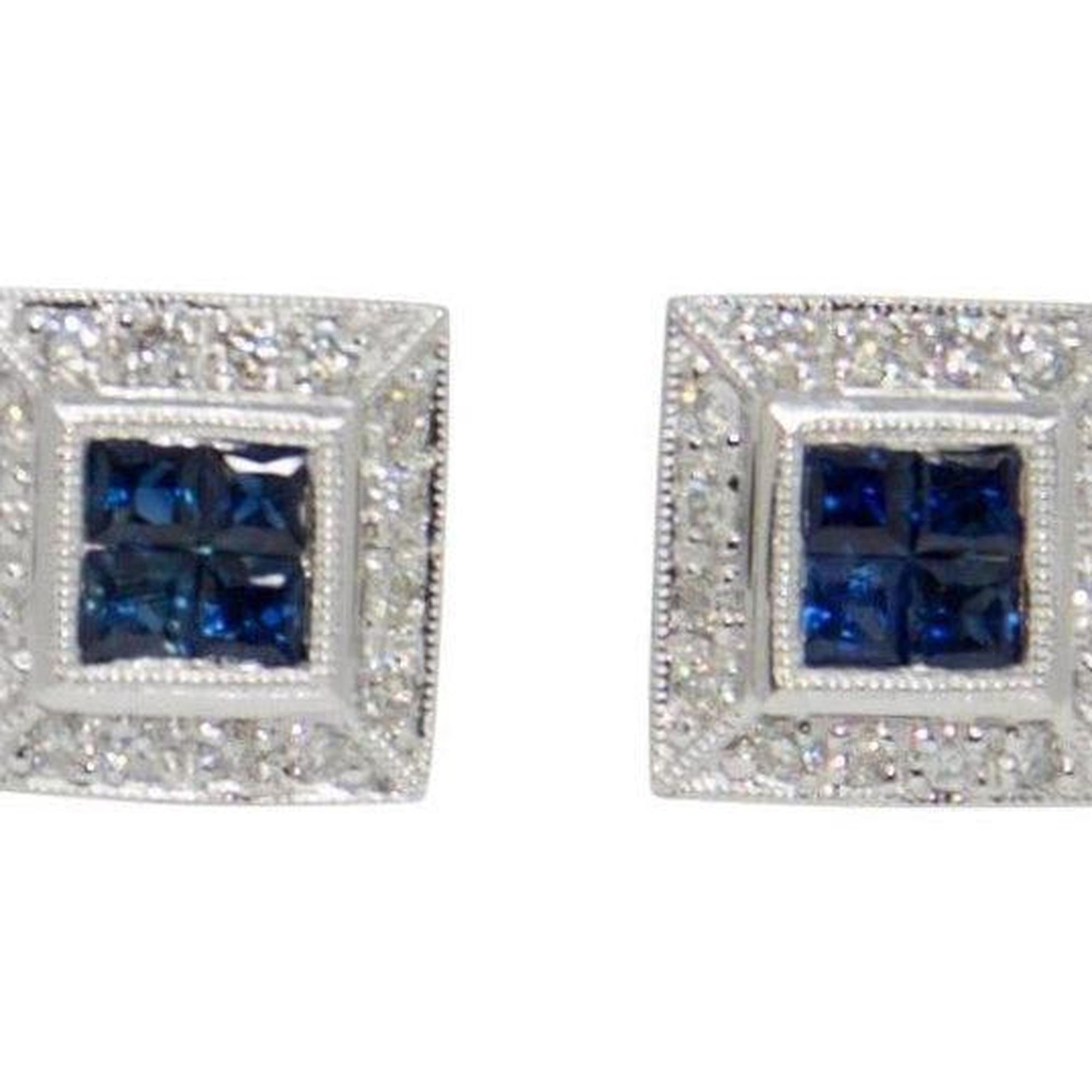 Blue Sapphire and Diamond Earrings
