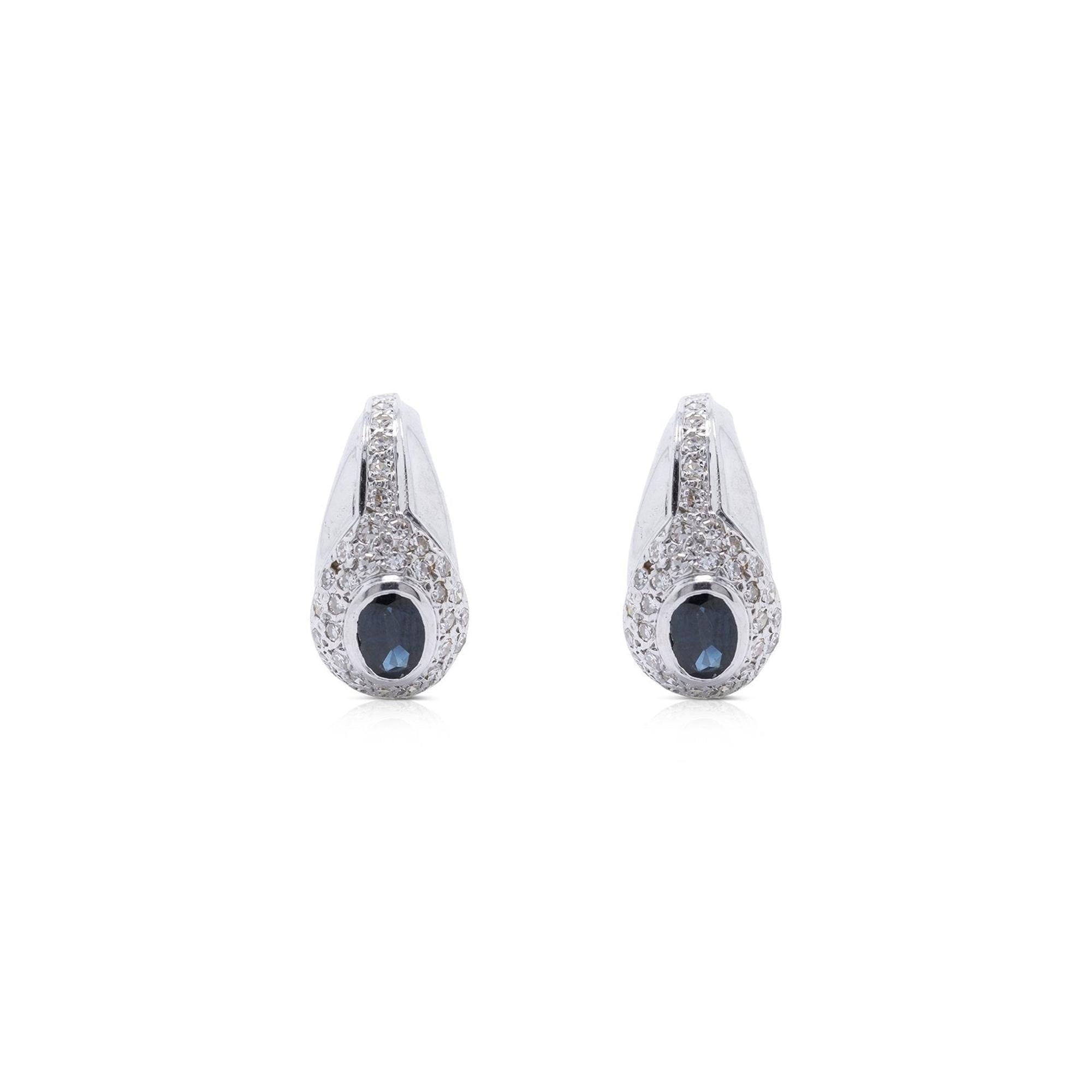 Blue Sapphire and Diamond Earrings
