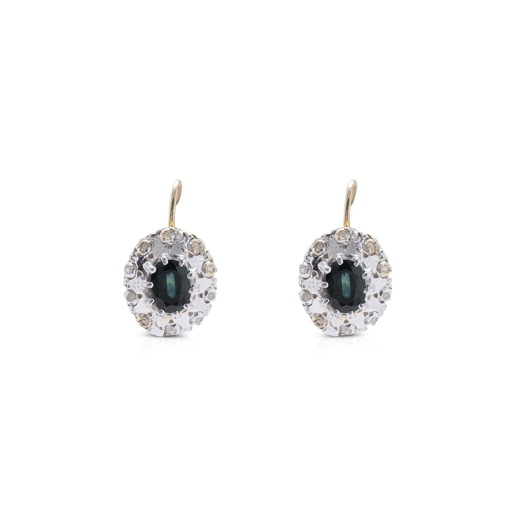 Blue Sapphire and Diamond Earrings