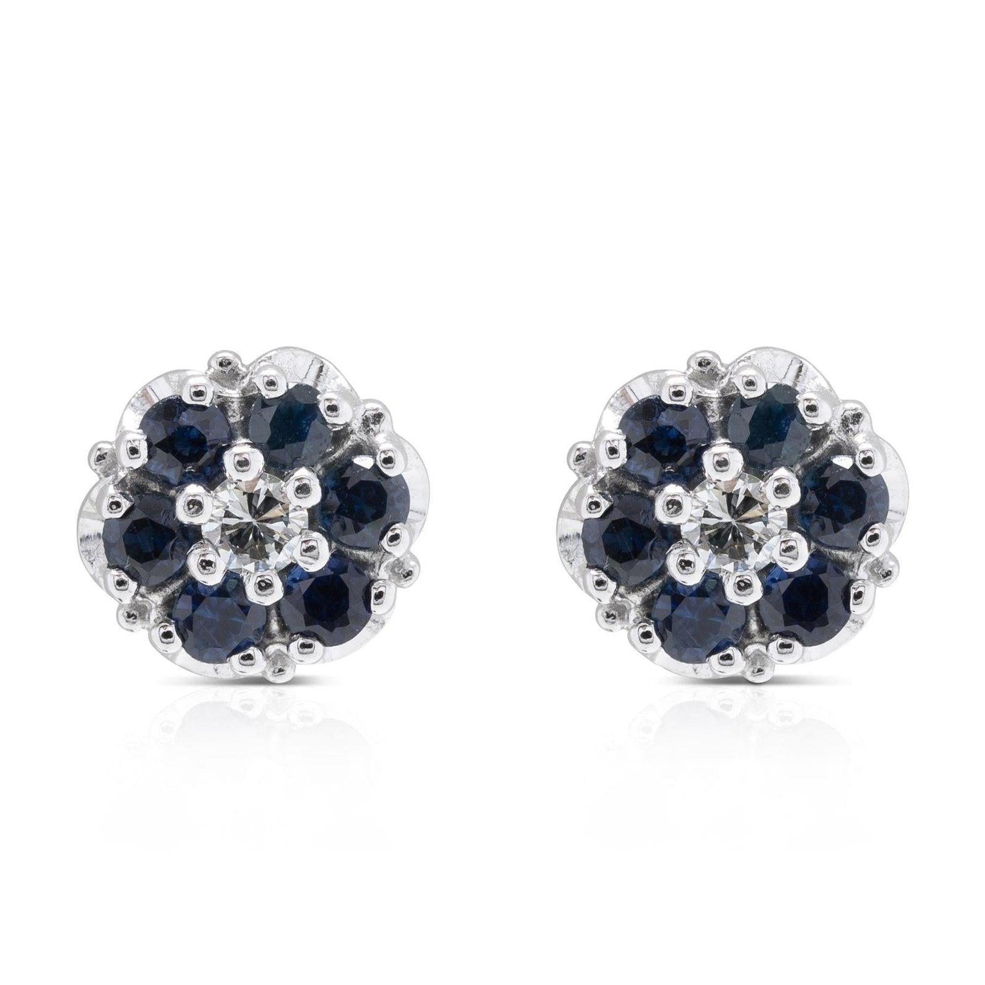 Blue Sapphire and Diamond Earrings