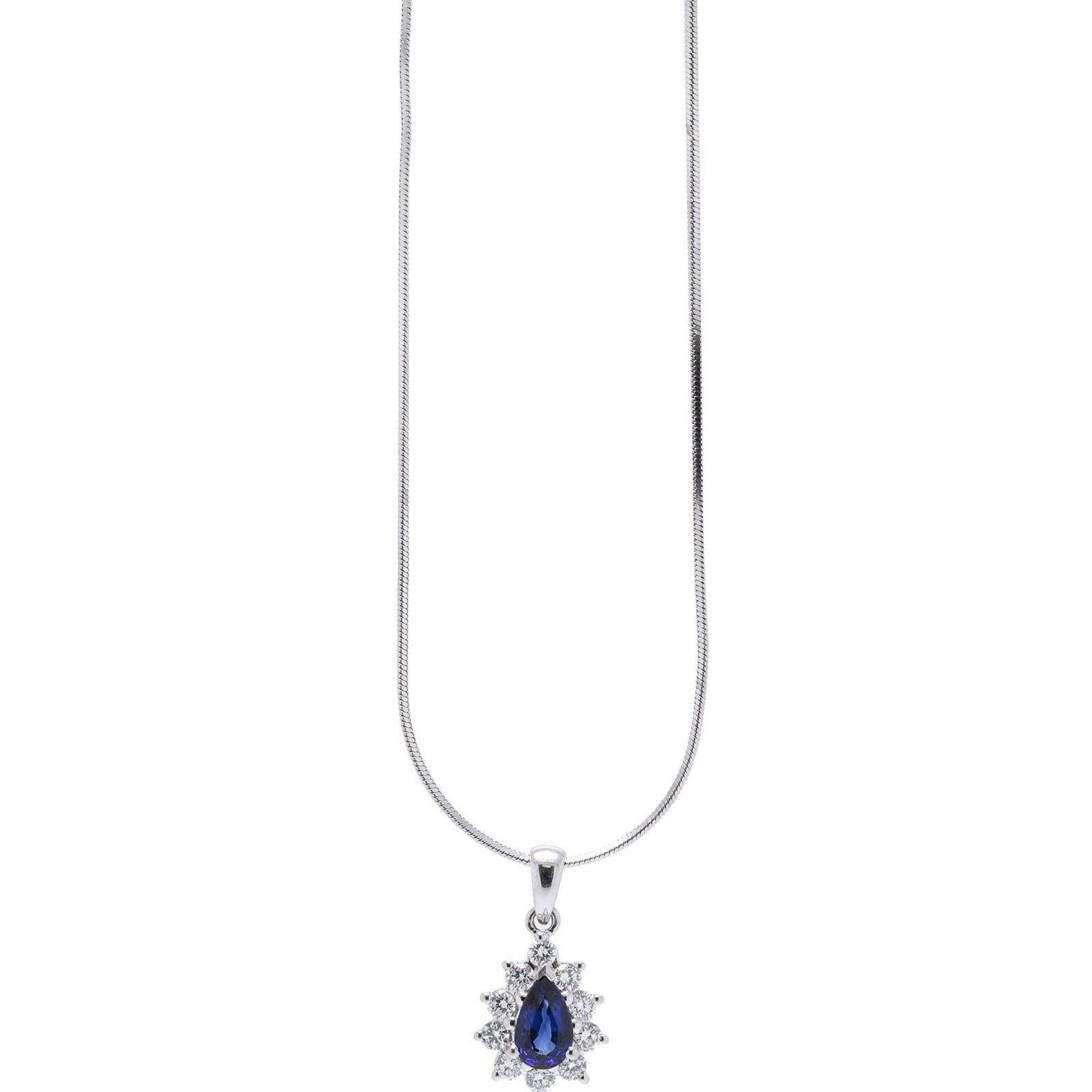Blue Sapphire and Diamond Pendant Necklace