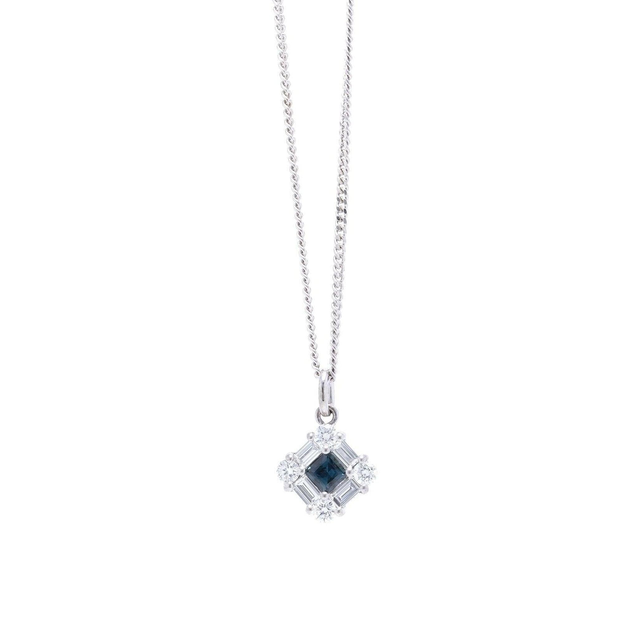 Blue Sapphire and Diamond Pendant Necklace