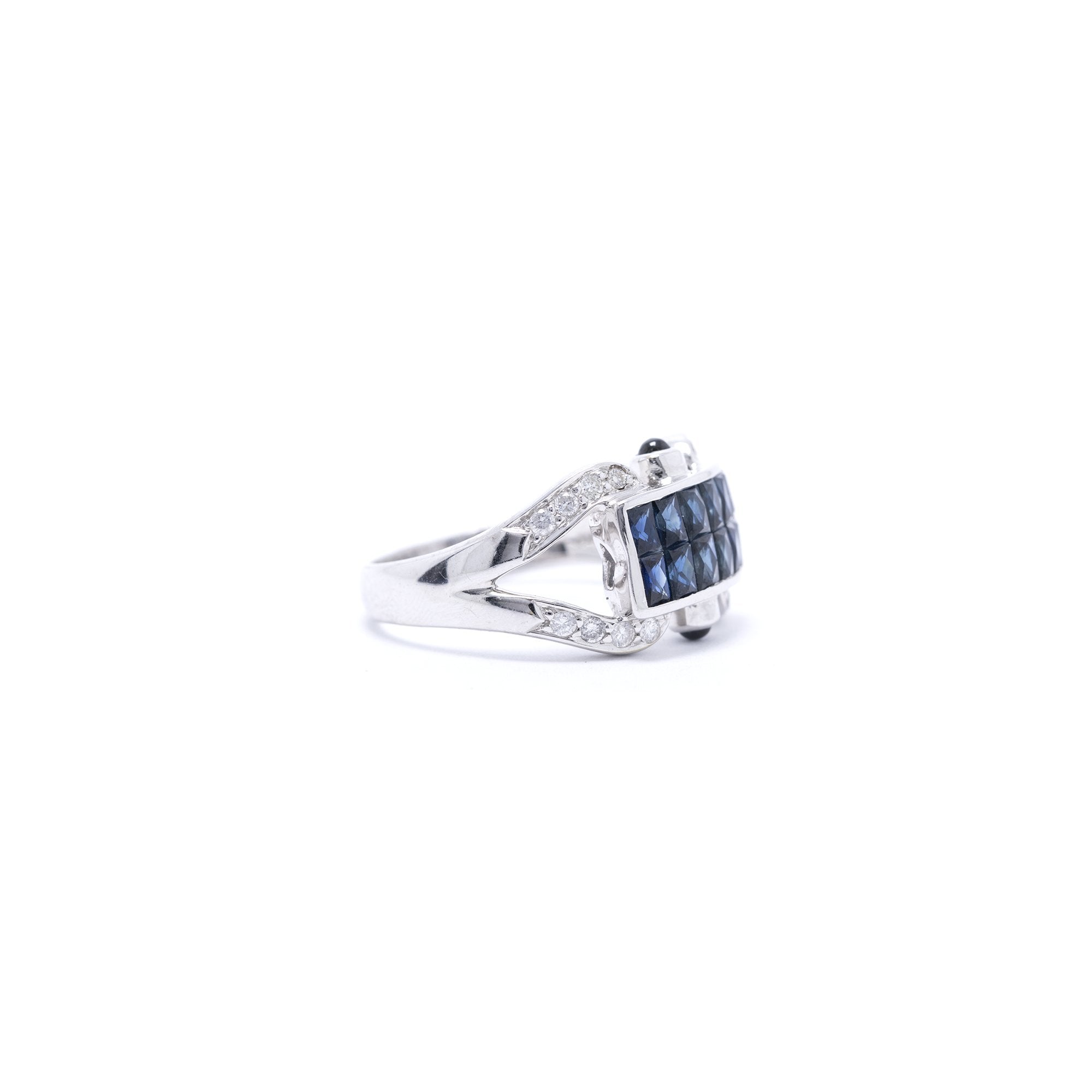 Blue Sapphire and Diamond Ring
