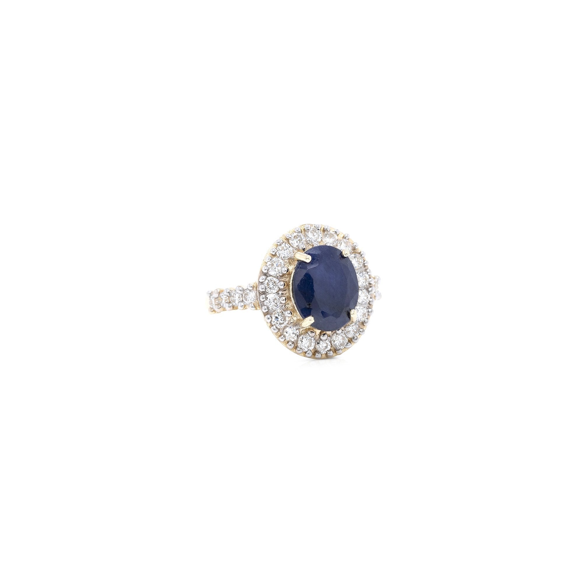 Blue Sapphire and Diamond Ring