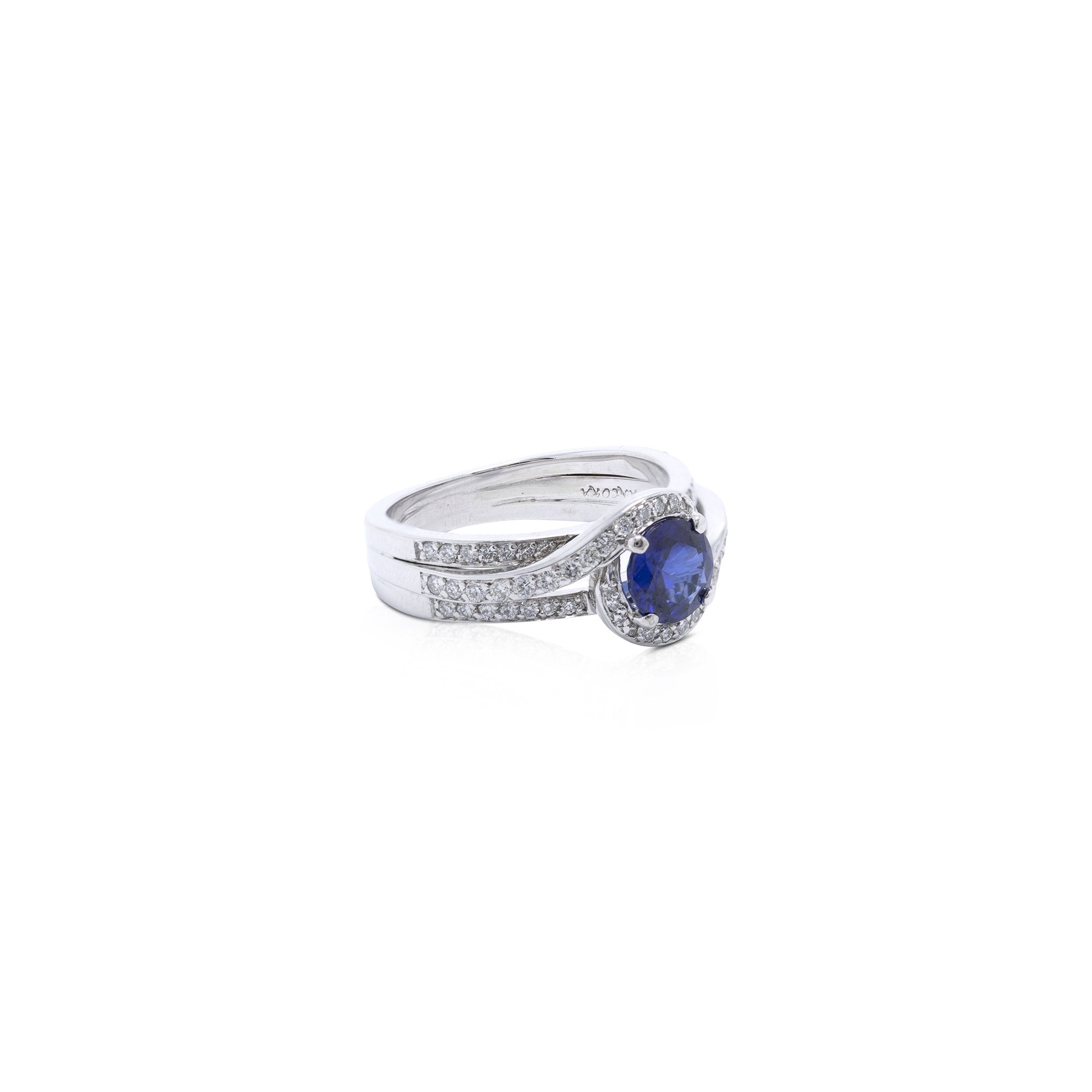 Blue Sapphire and Diamond Ring