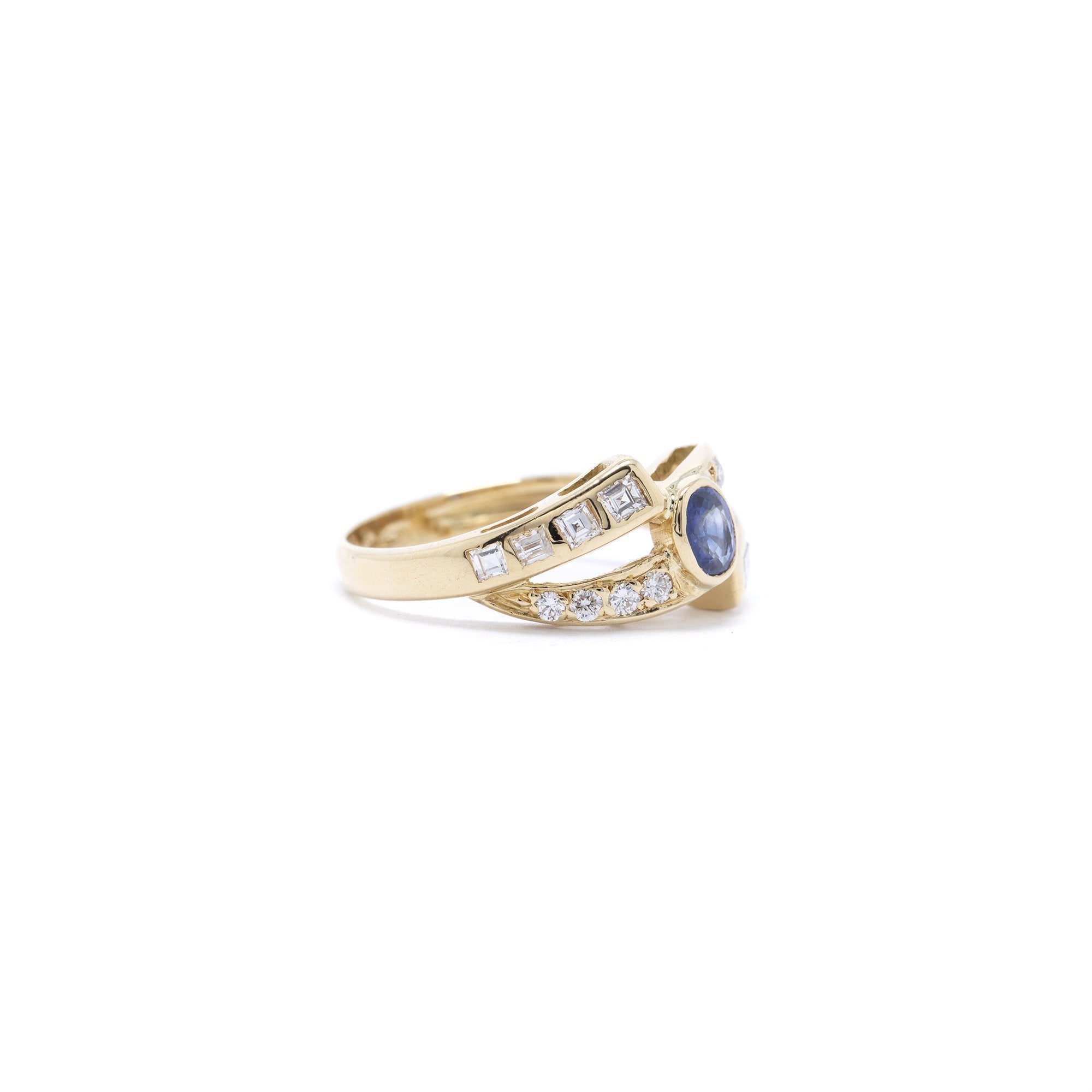 Blue Sapphire and Diamond Ring