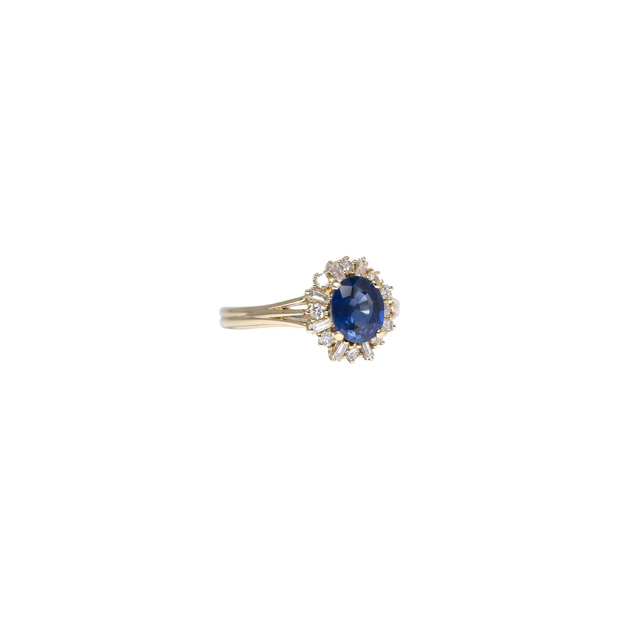Blue Sapphire and Diamond Ring