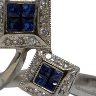 Blue Sapphire and Diamond Ring