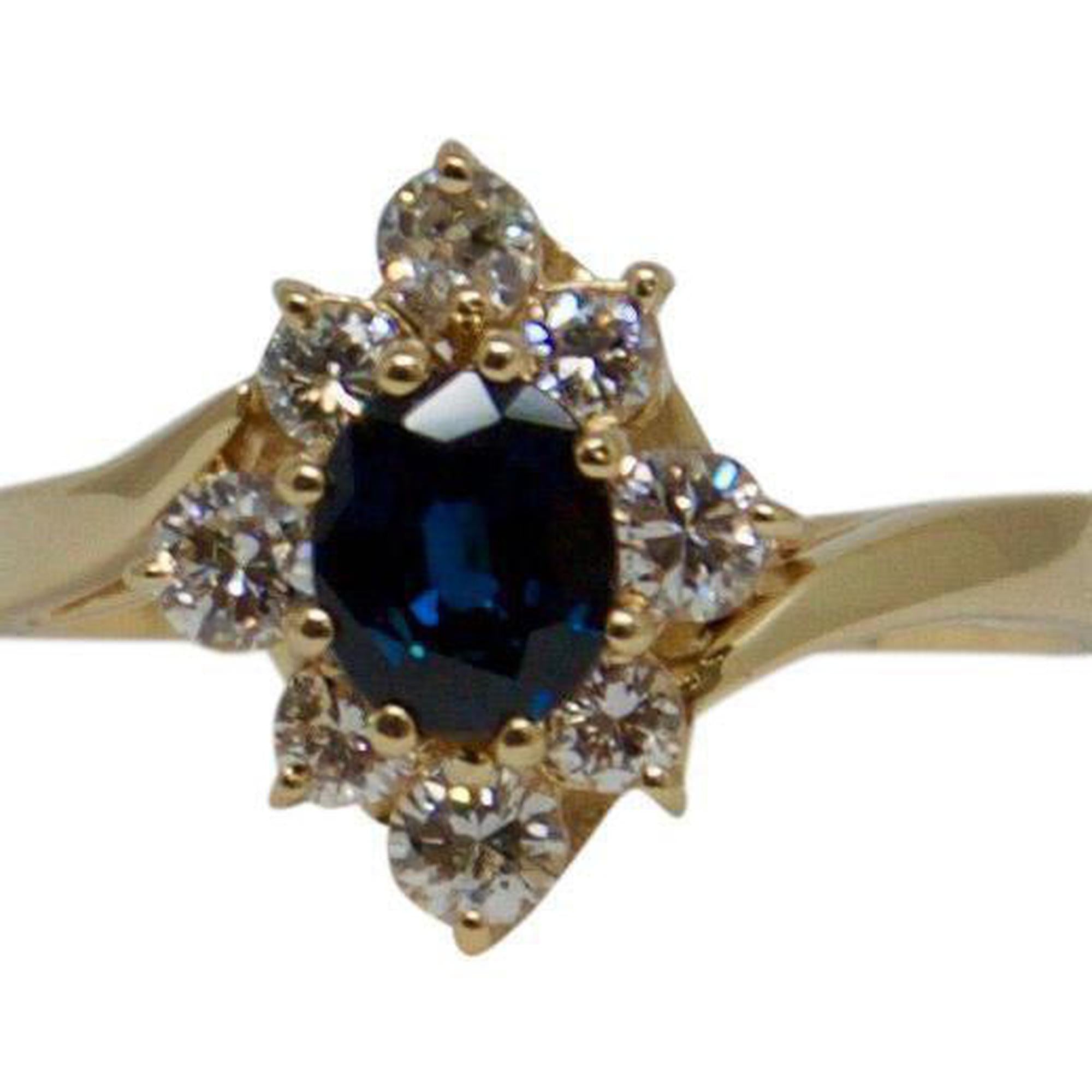 Blue Sapphire and Diamond Ring