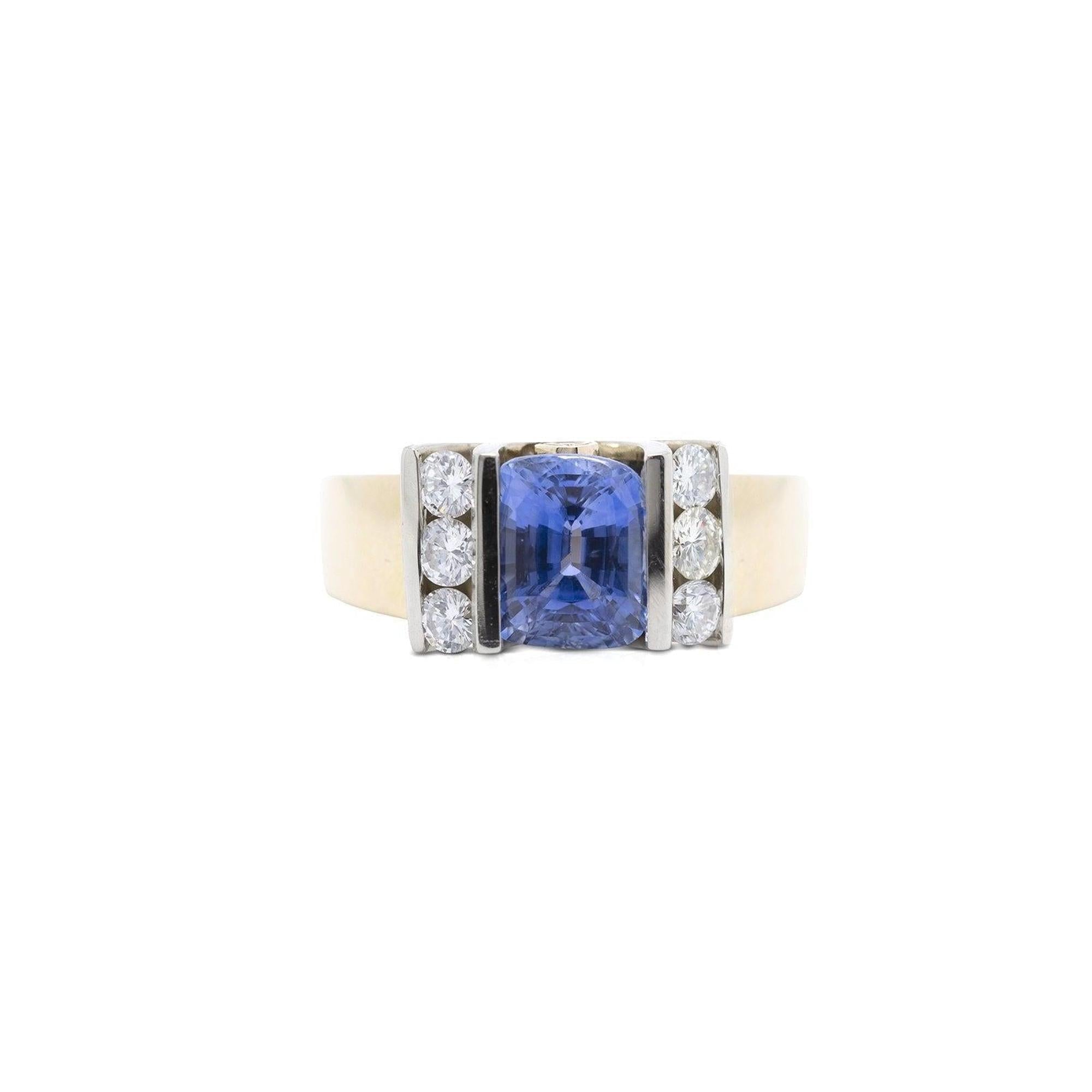 Blue Sapphire and Diamond Ring