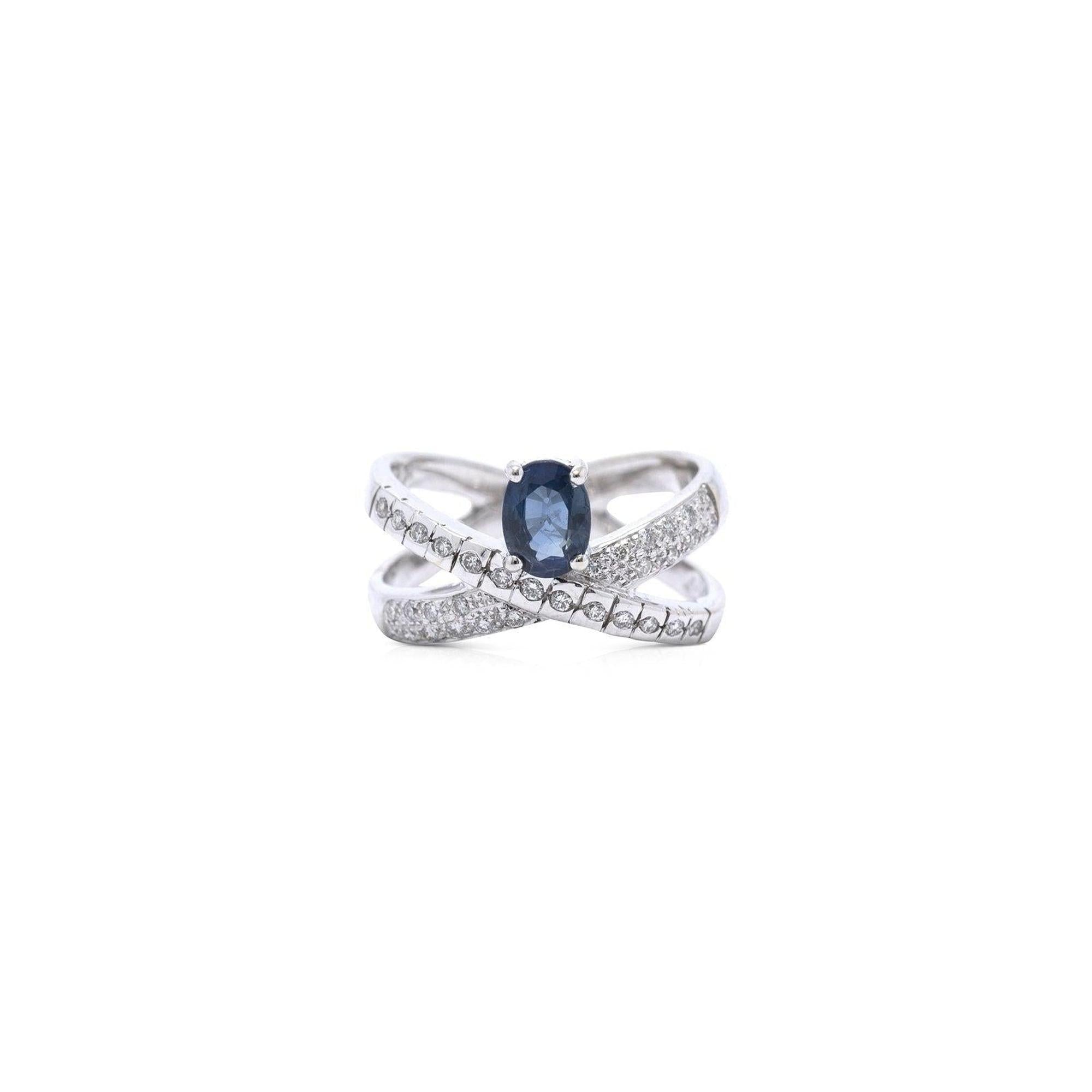 Blue Sapphire and Diamond Ring