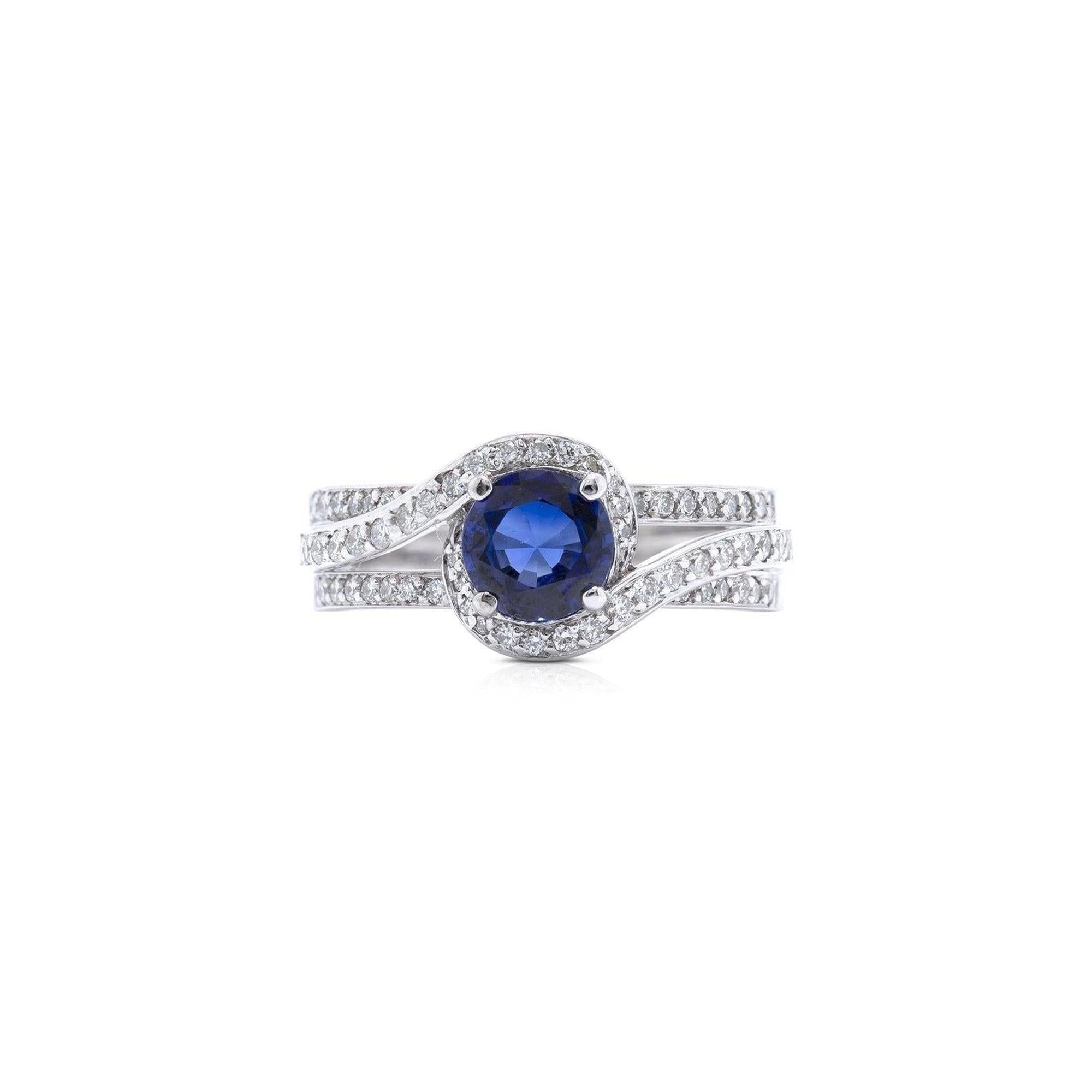 Blue Sapphire and Diamond Ring
