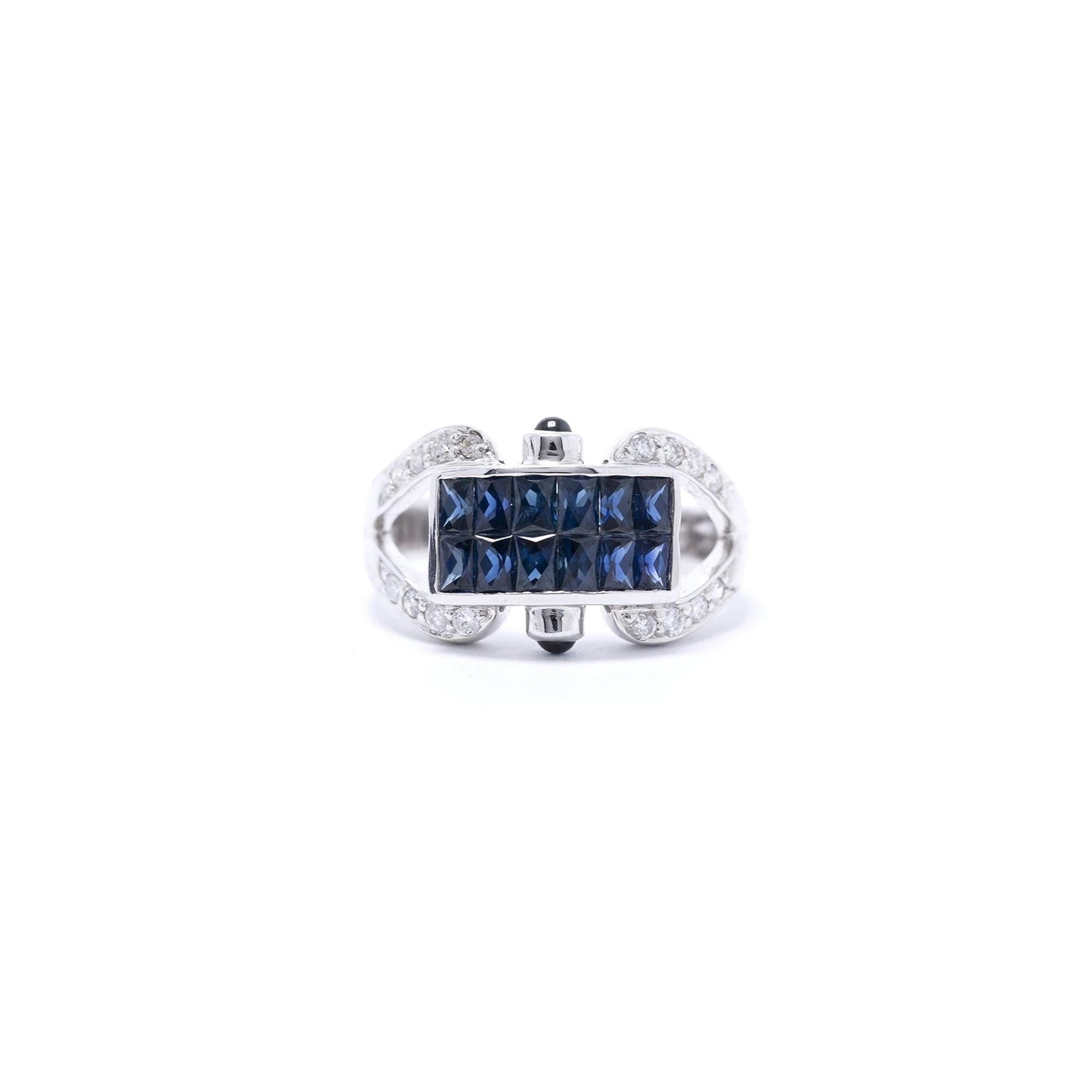 Blue Sapphire and Diamond Ring