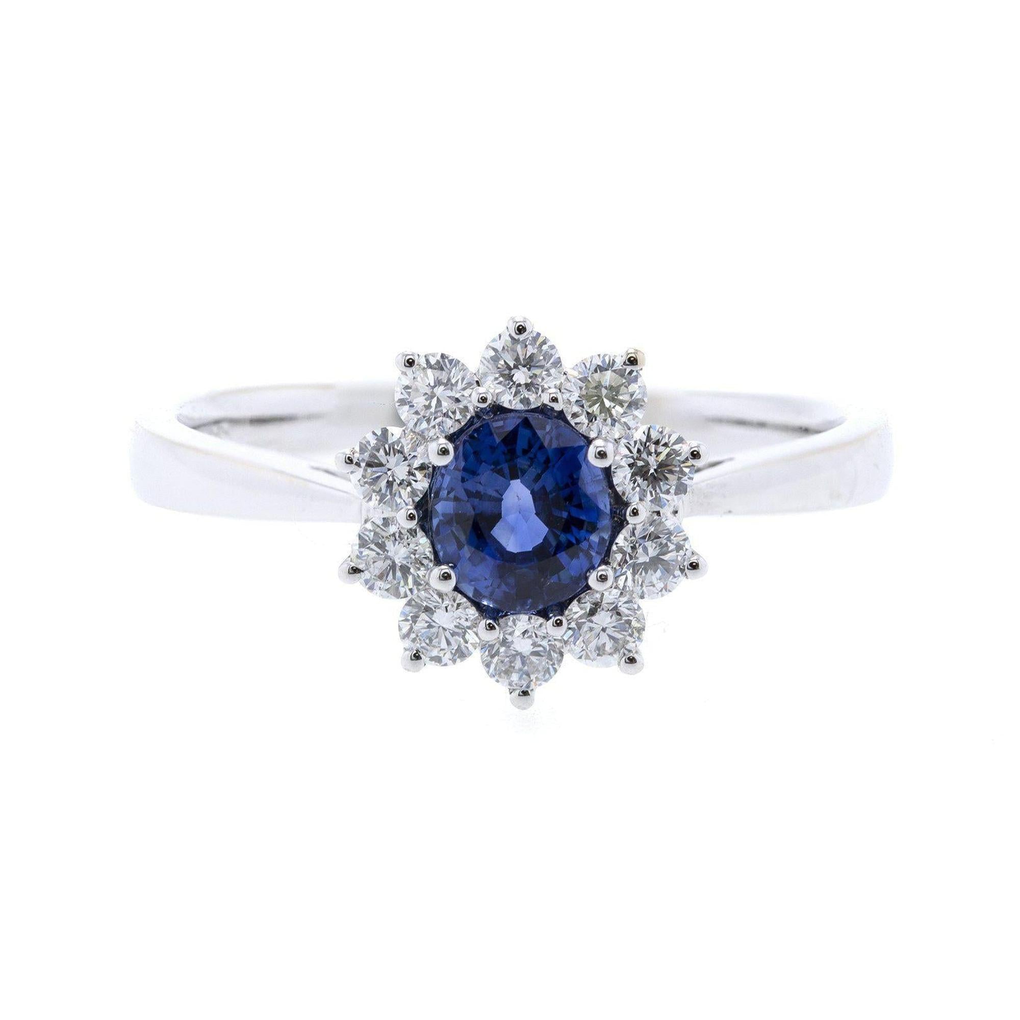 Blue Sapphire and Diamond Ring