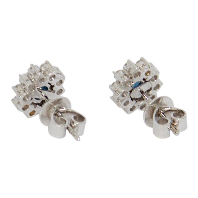 Blue Sapphire and Diamond Stud Earrings