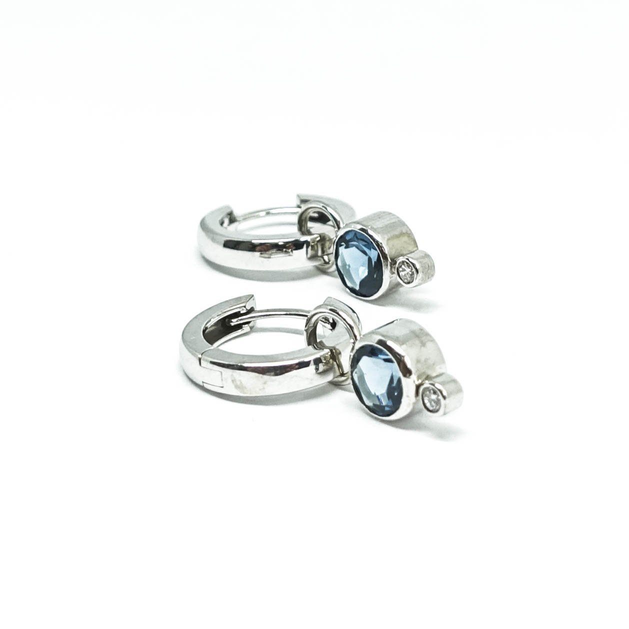 Blue Topaz and Diamond Drop Earrings