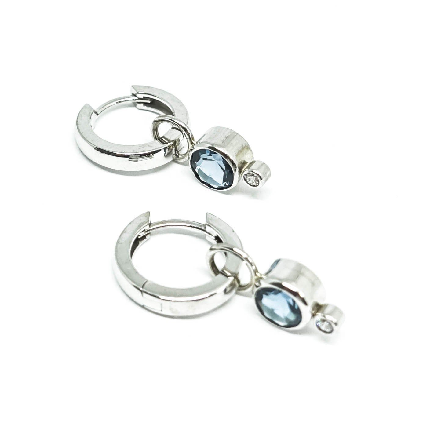 Blue Topaz and Diamond Drop Earrings