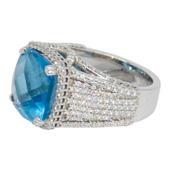 Blue Topaz and Diamond Ring