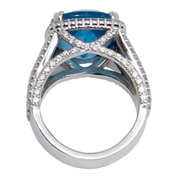 Blue Topaz and Diamond Ring
