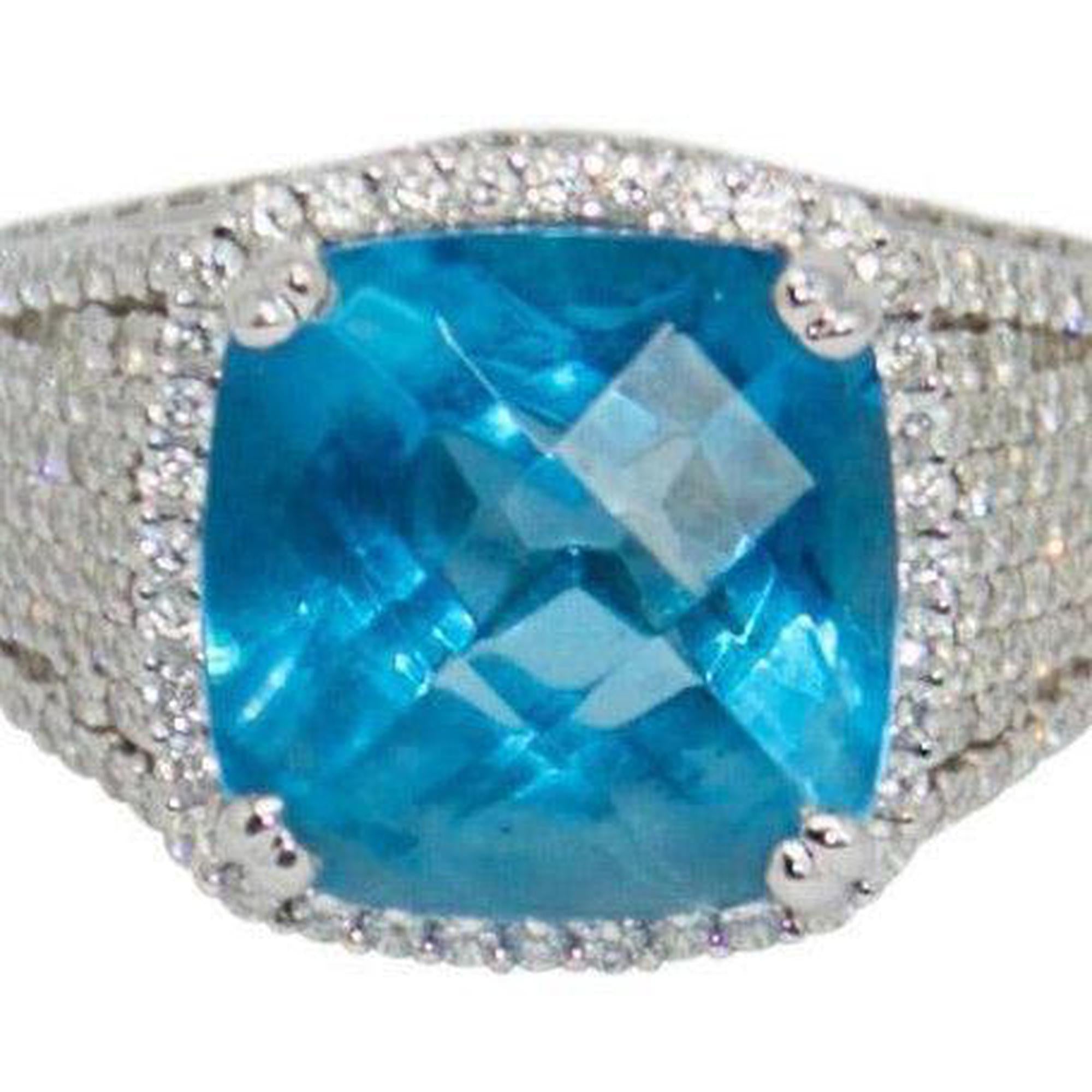 Blue Topaz and Diamond Ring