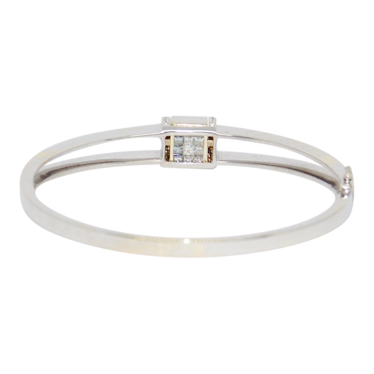 Blue & White Diamond Reversible Flip Top Bangle Bracelet