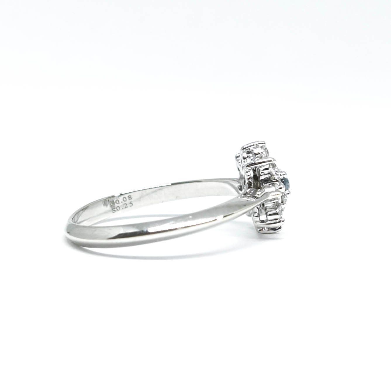 Blue and White Diamond Cluster Ring