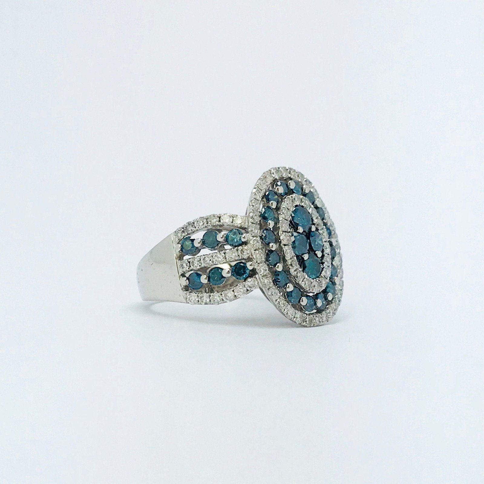 Blue and White Diamond Ring
