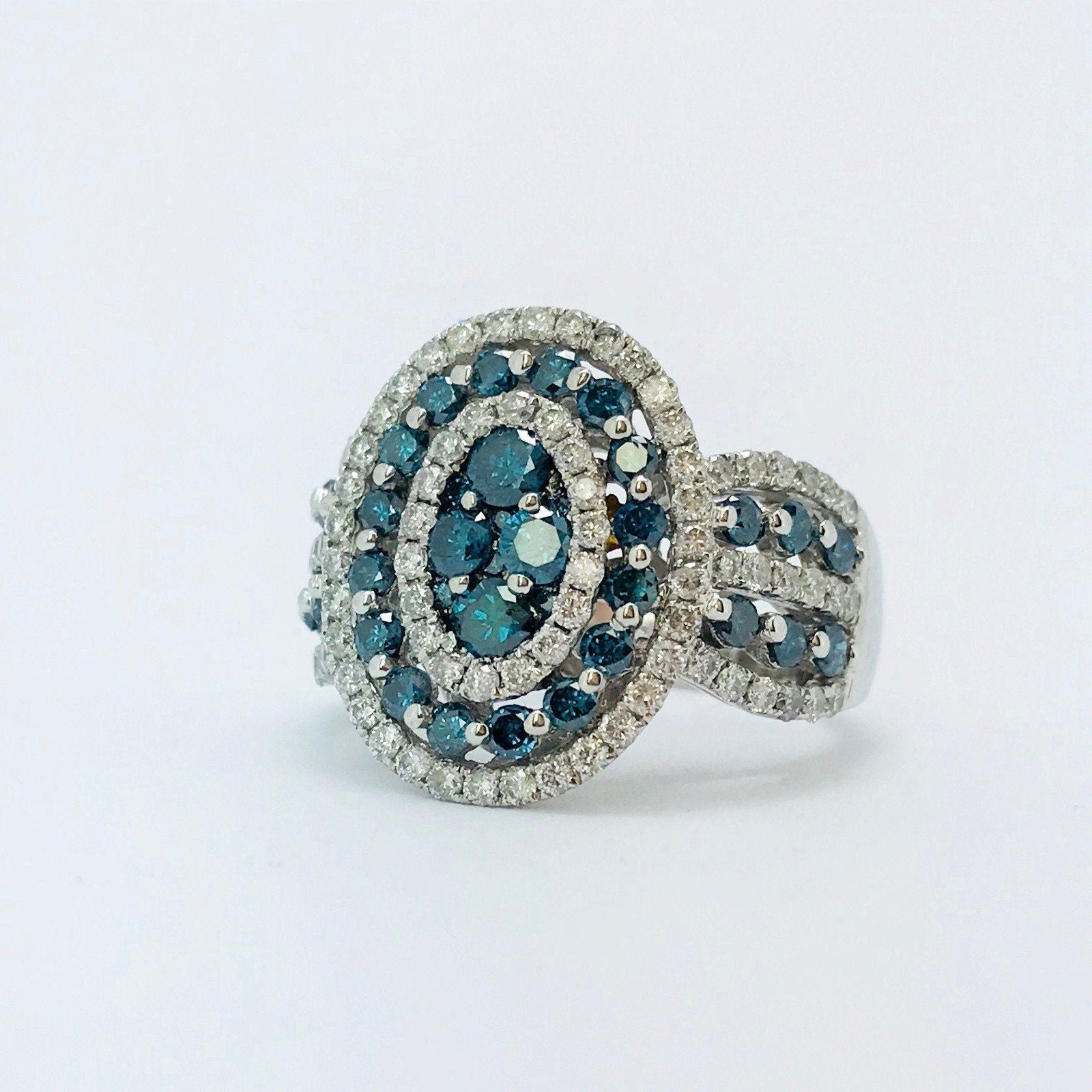 Blue and White Diamond Ring